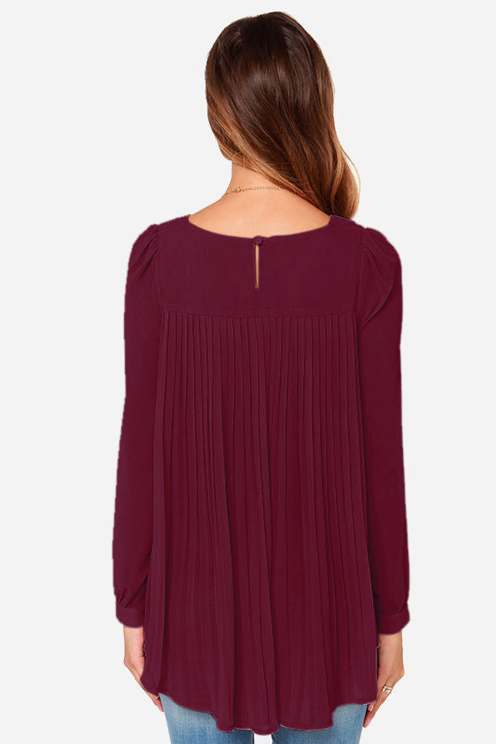 Ivy Lane Full Size Round Neck Back Pleated Blouse, view 4