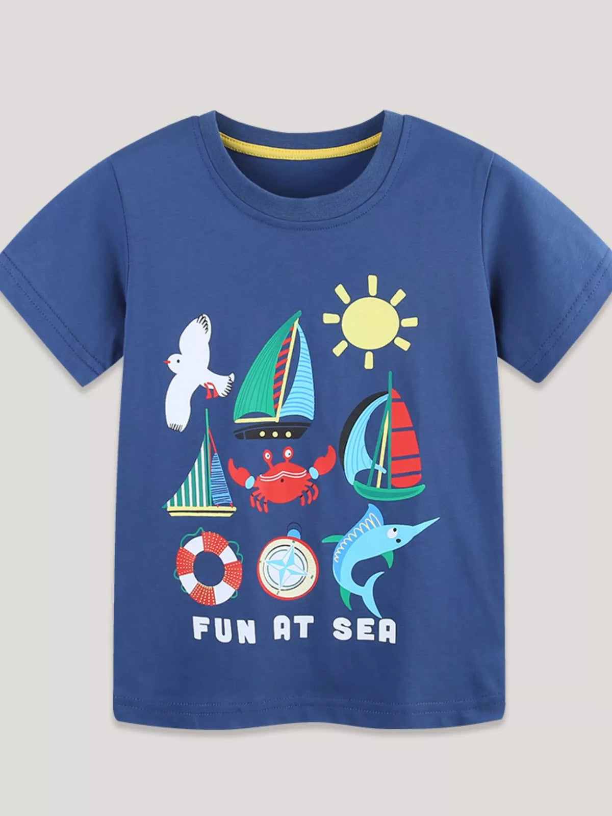 Children's Nautical Graphic Round Neck T-Shirt - Lilixa.store