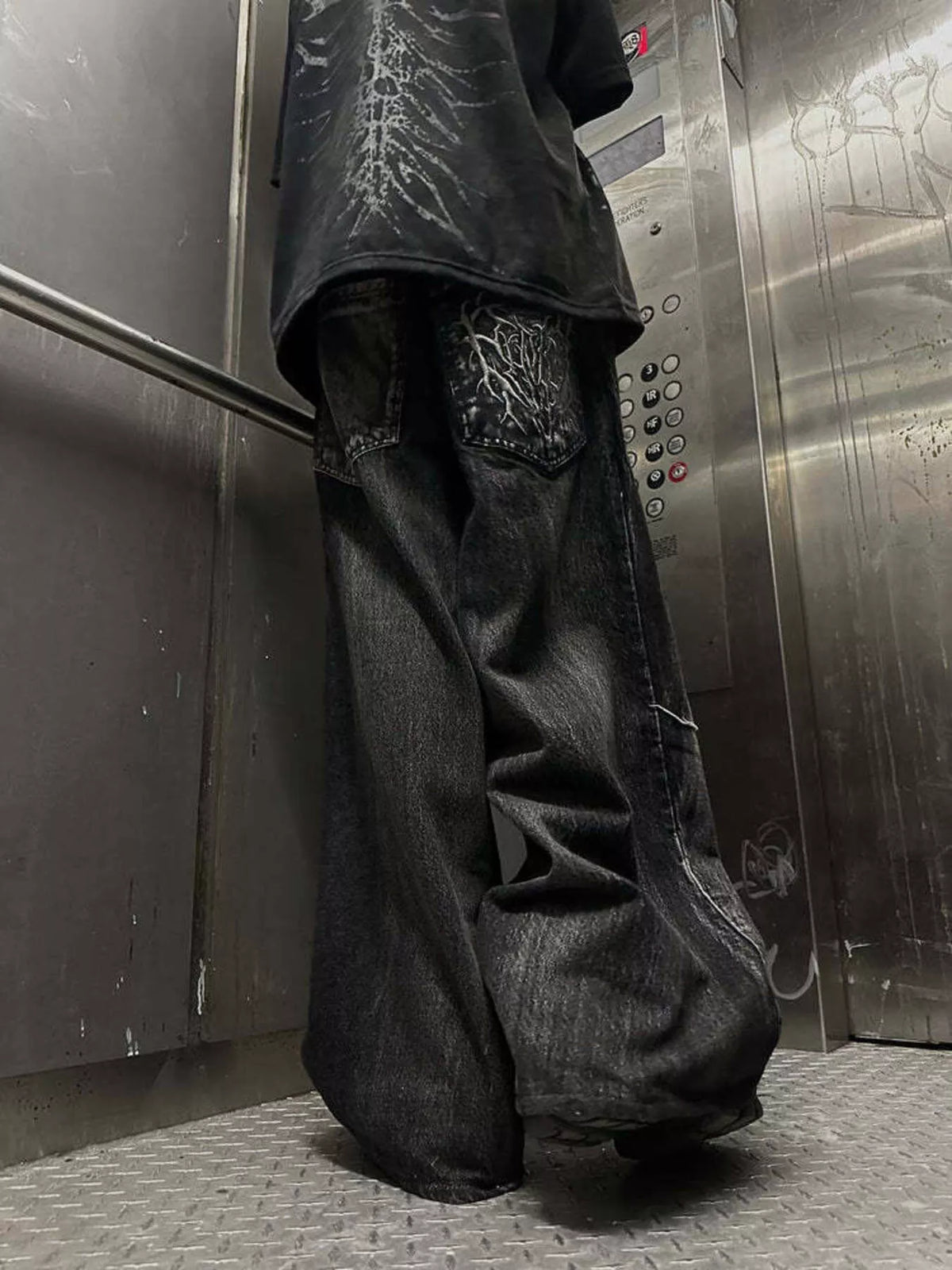 Men's Full Size Spider Wide-Leg Streetwear Jeans Plus Size - Lilixa.store