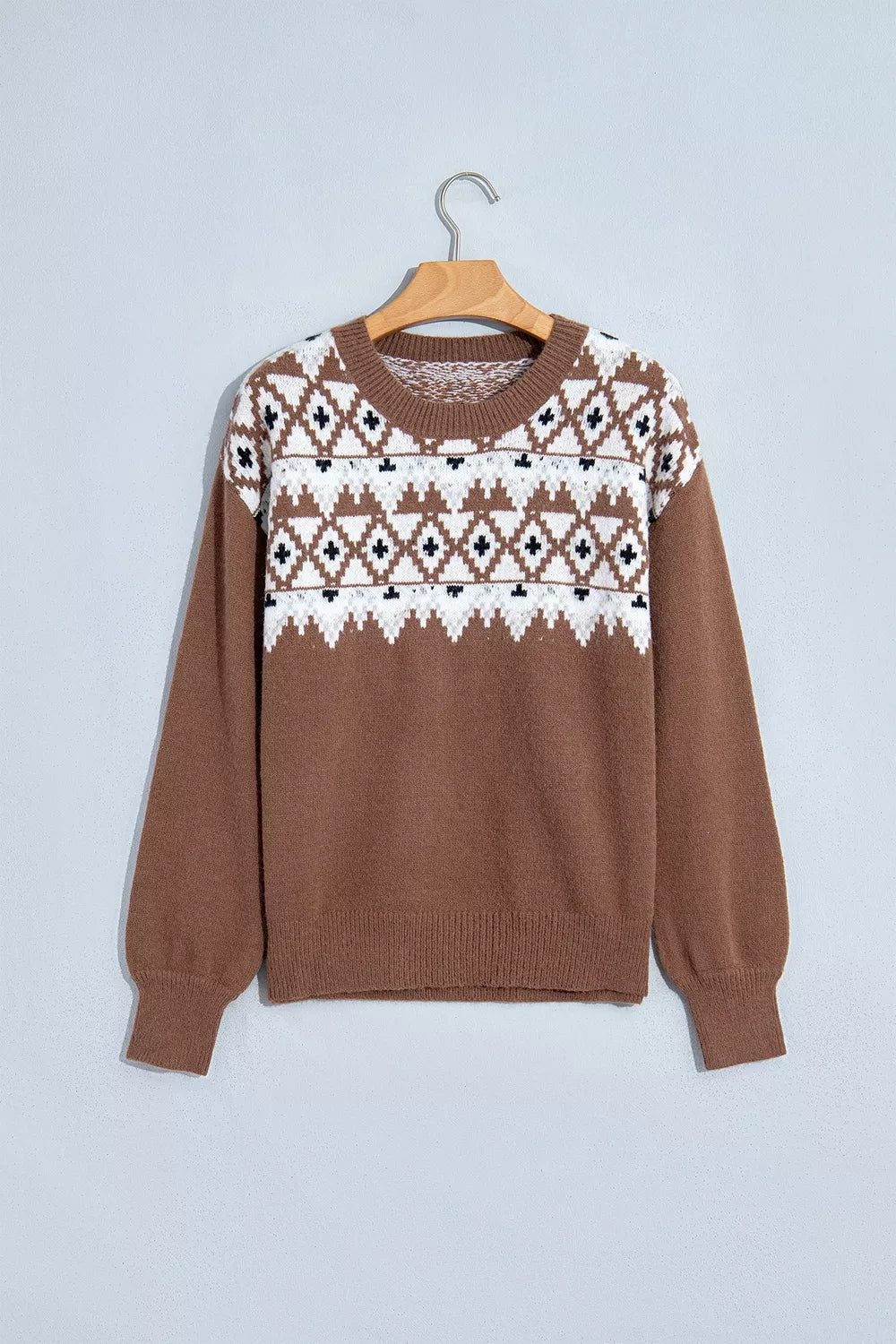 Geometric Print Drop Shoulder Casual Pullover Sweater