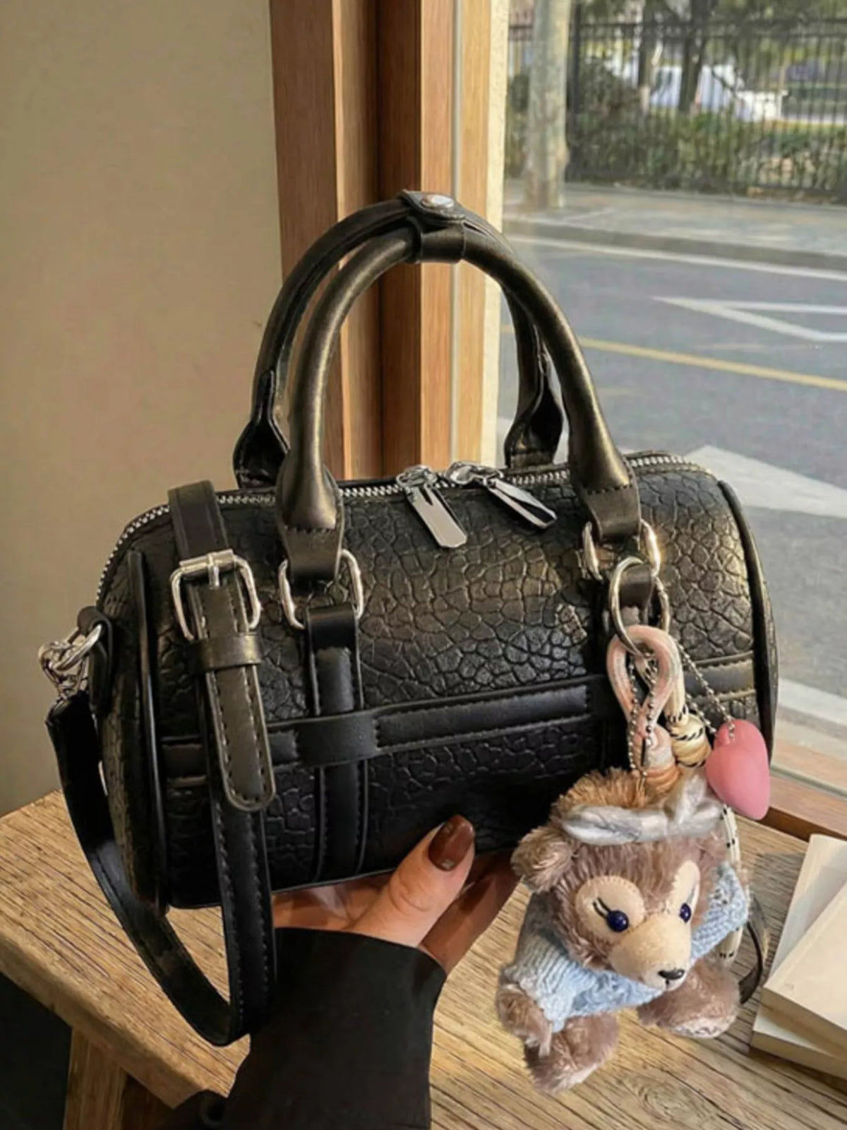 Textured Barrel Crossbody Bag - Lilixa.store