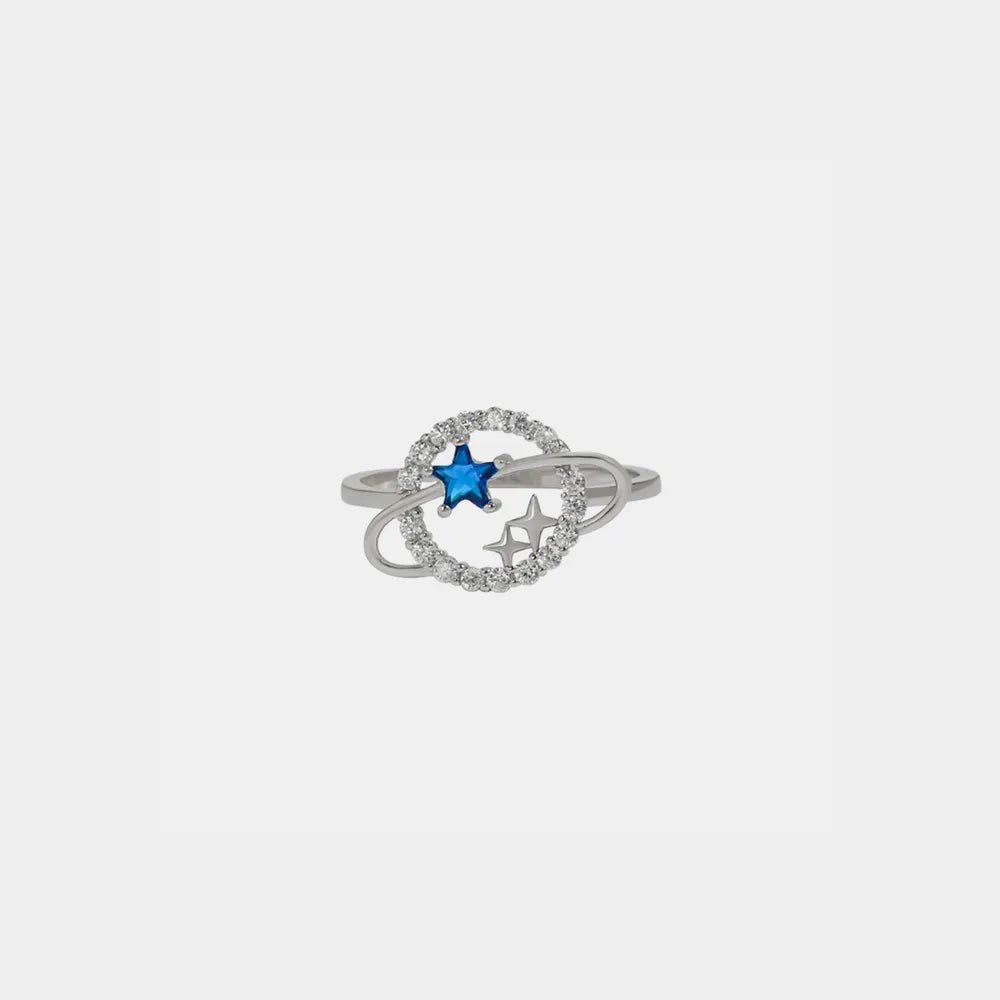 Planet Shape Inlaid Zircon 925 Sterling Silver Ring - Lilixa.store