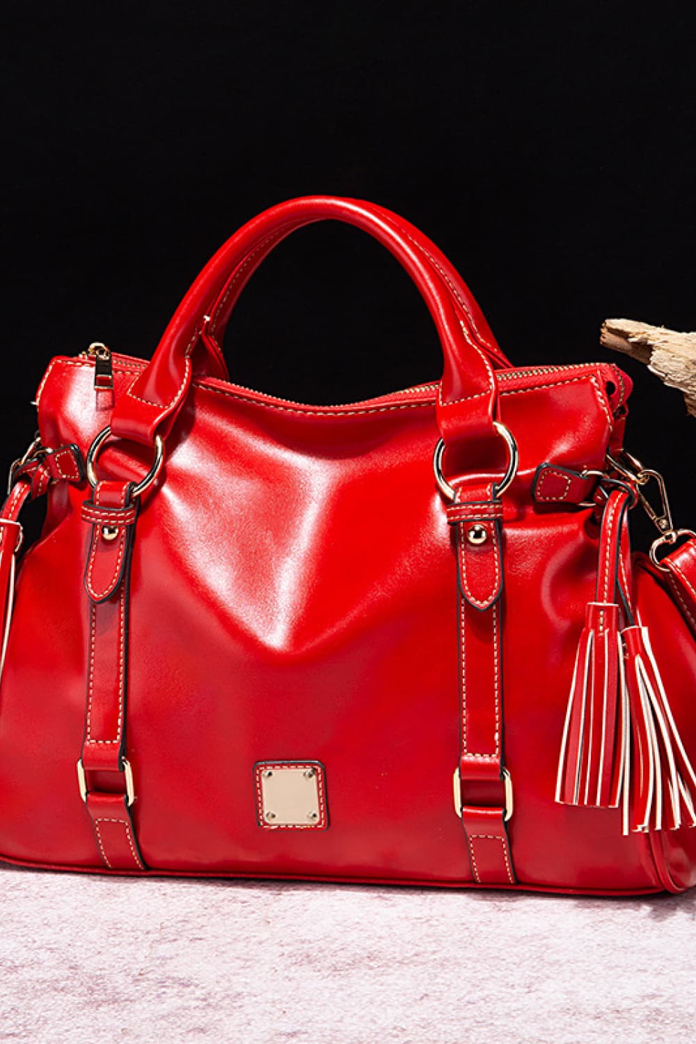 PU Leather Handbag with Tassels - Lilixa.store