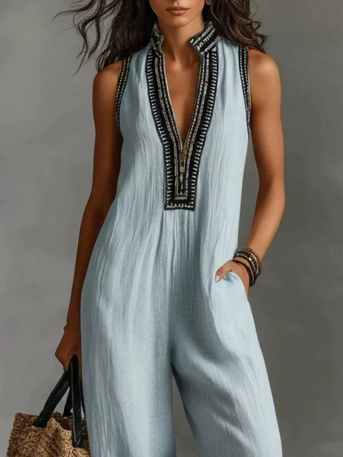 Full Size Sleeveless Wide-Leg Jumpsuit Plus Size