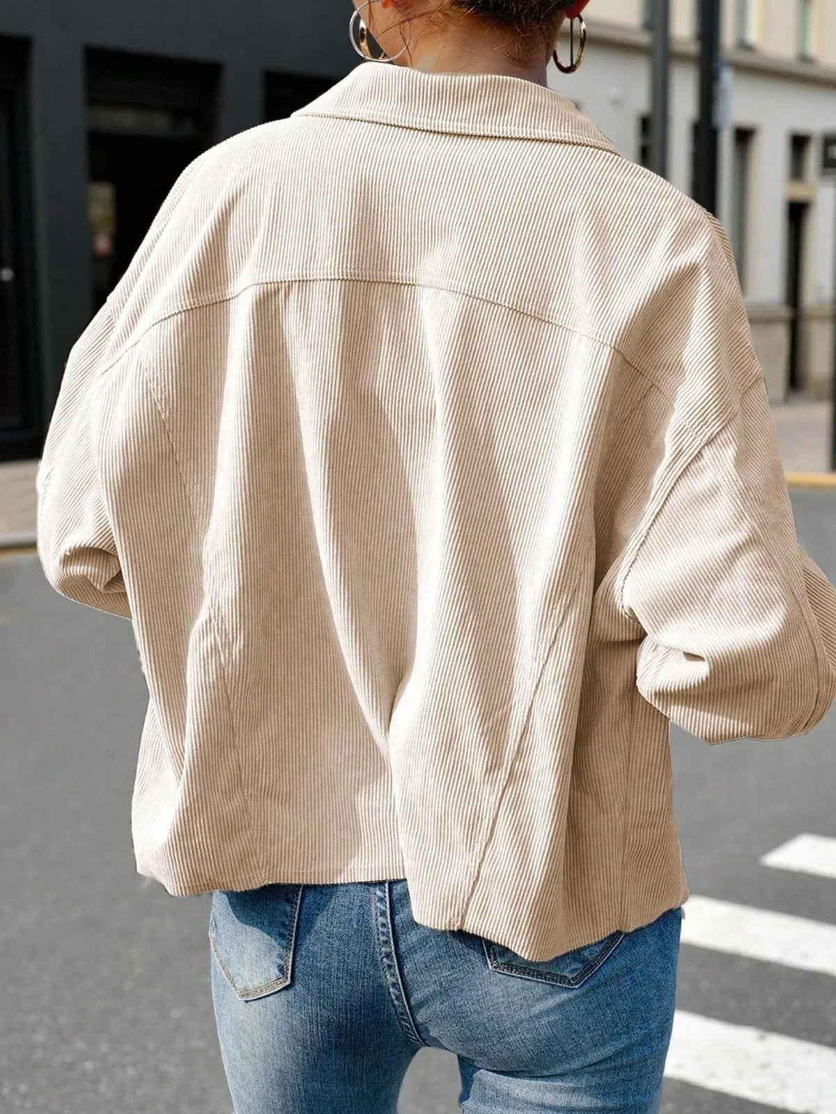Corduroy Button-Down Shacket - Lilixa.store