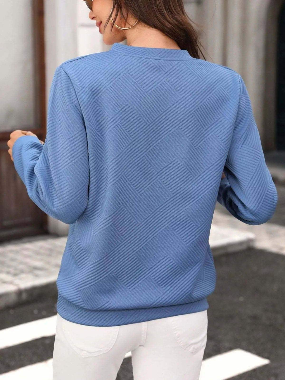 Textured Quarter-Zip Sweatshirt - Lilixa.store
