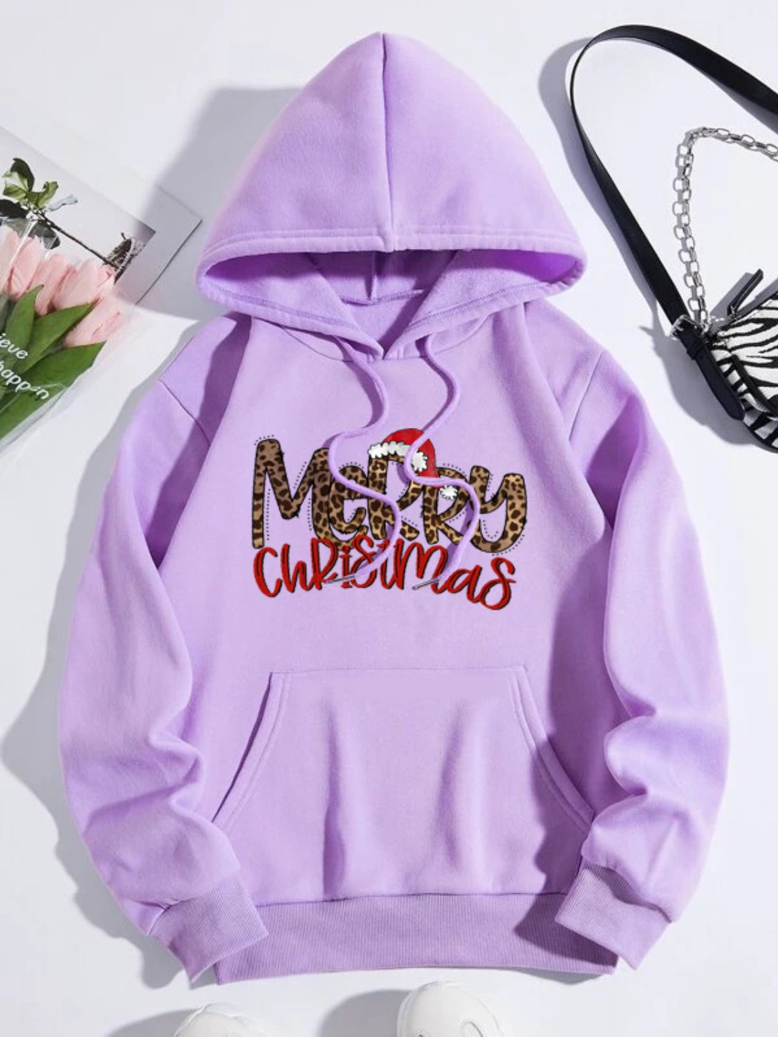 MERRY CHRISTMAS Graphic Drawstring Hoodie - Lilixa.store