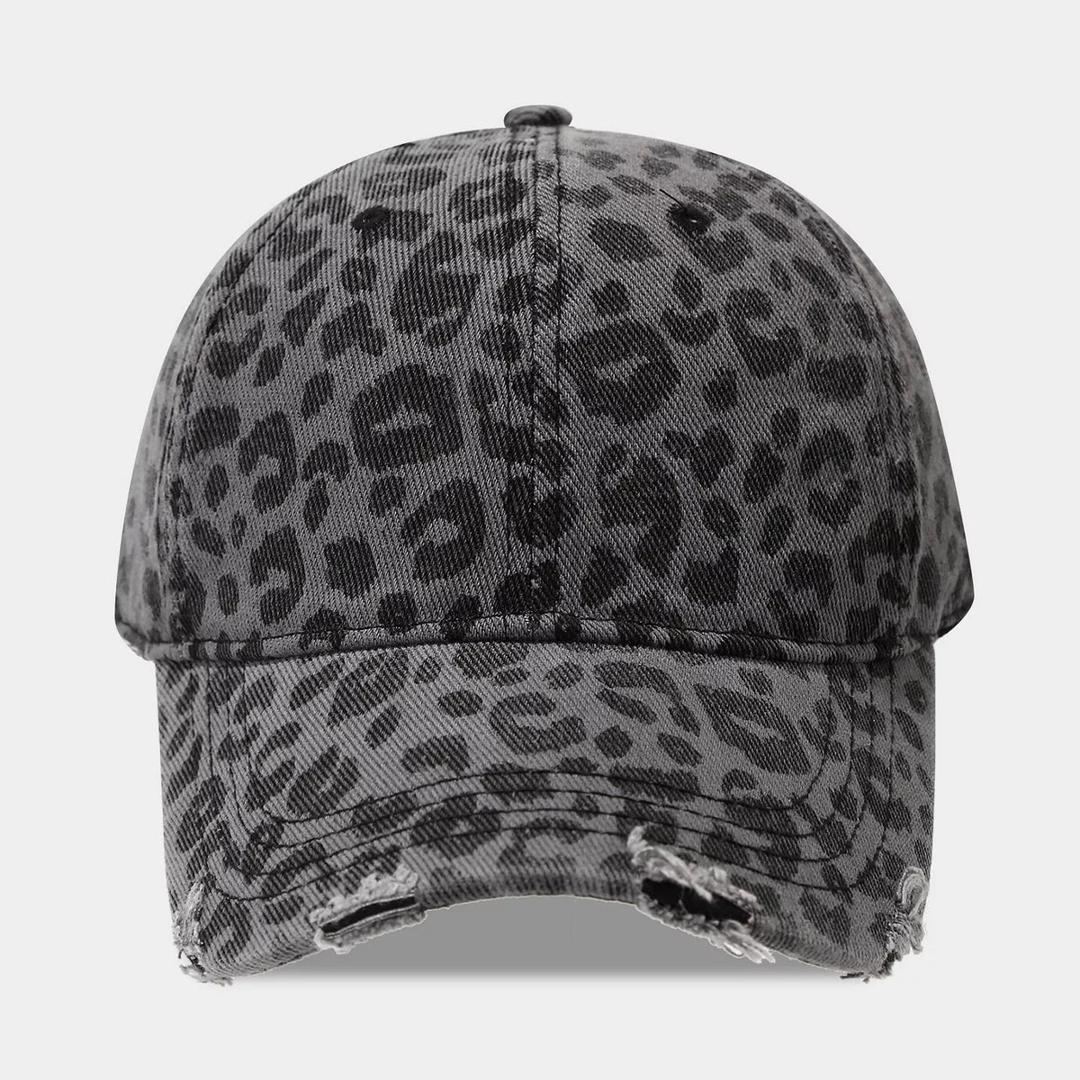 Distressed Leopard Print Cotton Baseball Cap - Lilixa.store