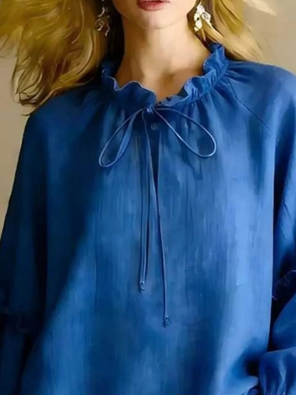Frill Balloon Sleeve Blouse - Lilixa.store