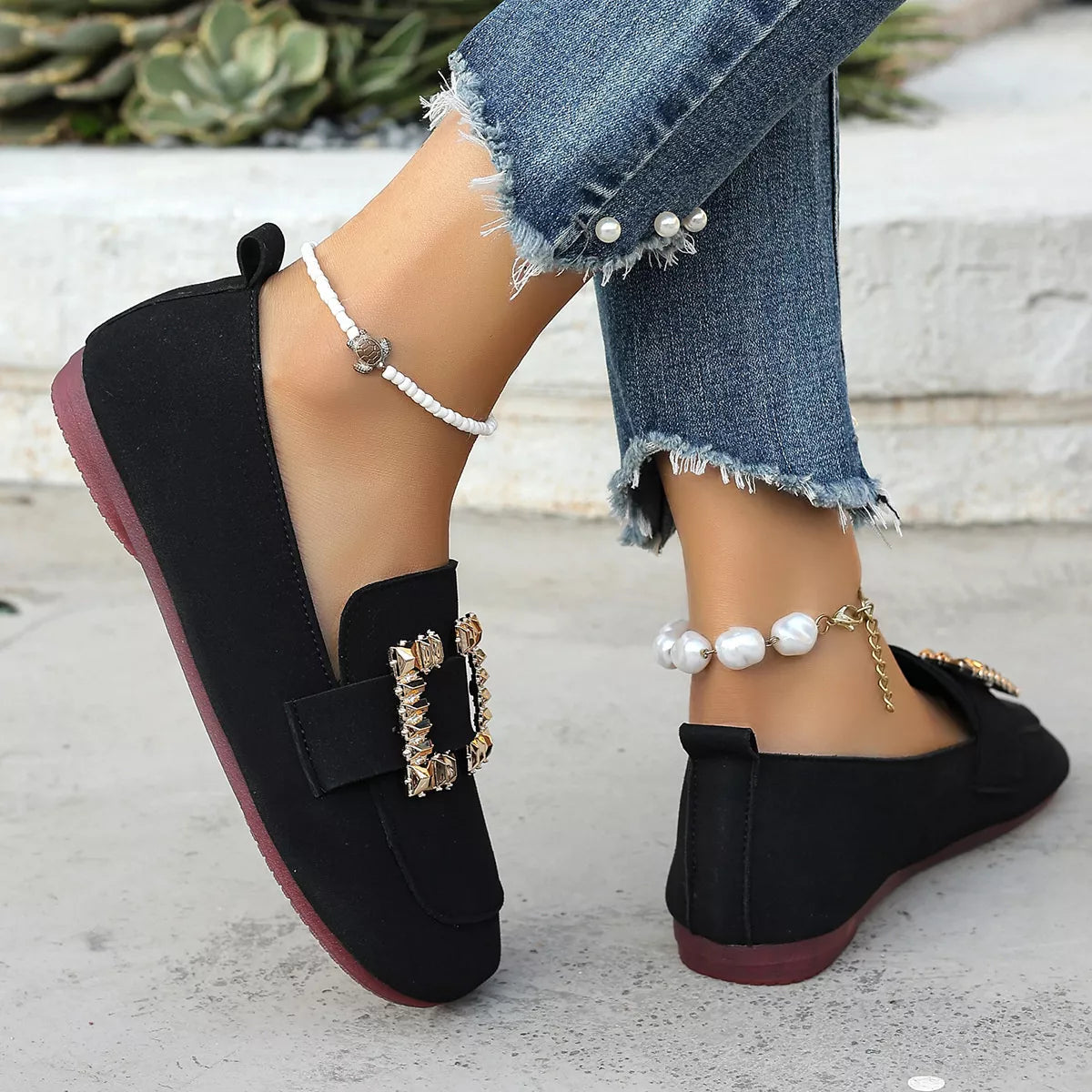 Decor Buckle Round Toe Slip-On, view 5