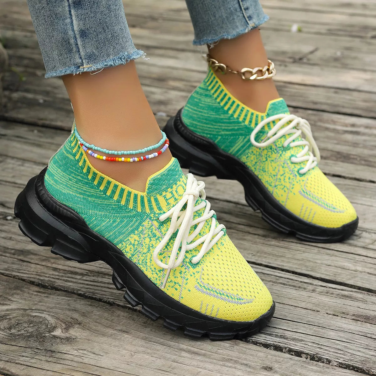 Round Toe Lace Up Sneakers - Lilixa.store