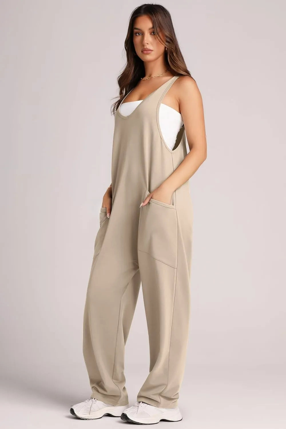 Lovelet Wide Strap Jumpsuit with Pockets - Lilixa.store