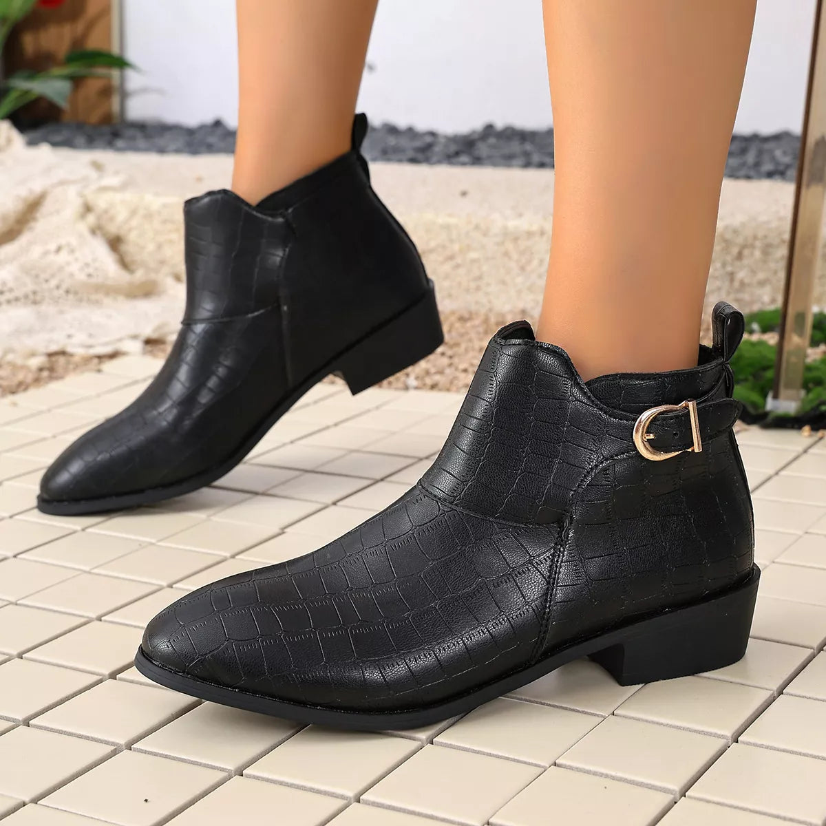 Point Toe Block Heels Boots - Lilixa.store