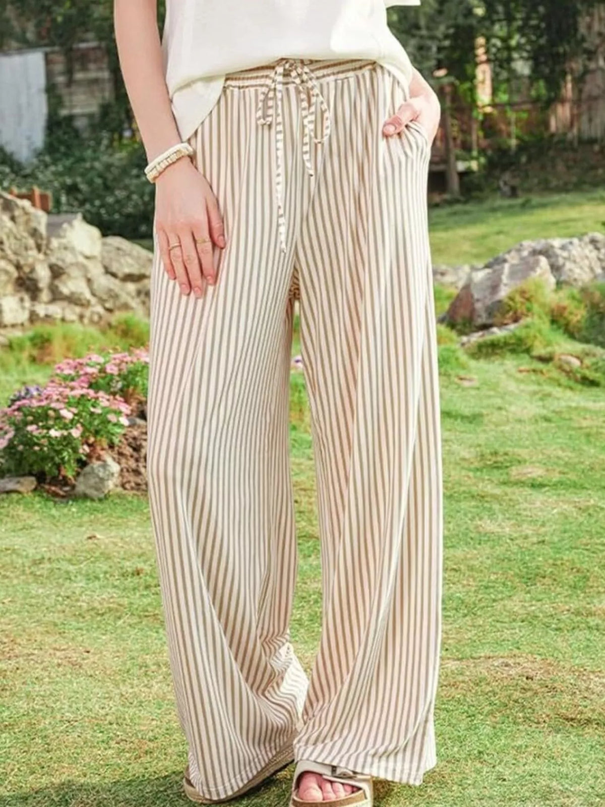 Striped Wide-Leg Pants - Lilixa.store
