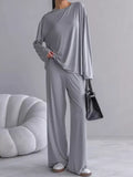 Solid Color Long Sleeve Top and Pants Set - Lilixa.store