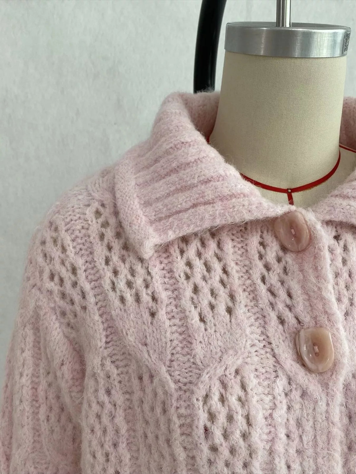 Cable-Knit Button Up Cardigan, view 5