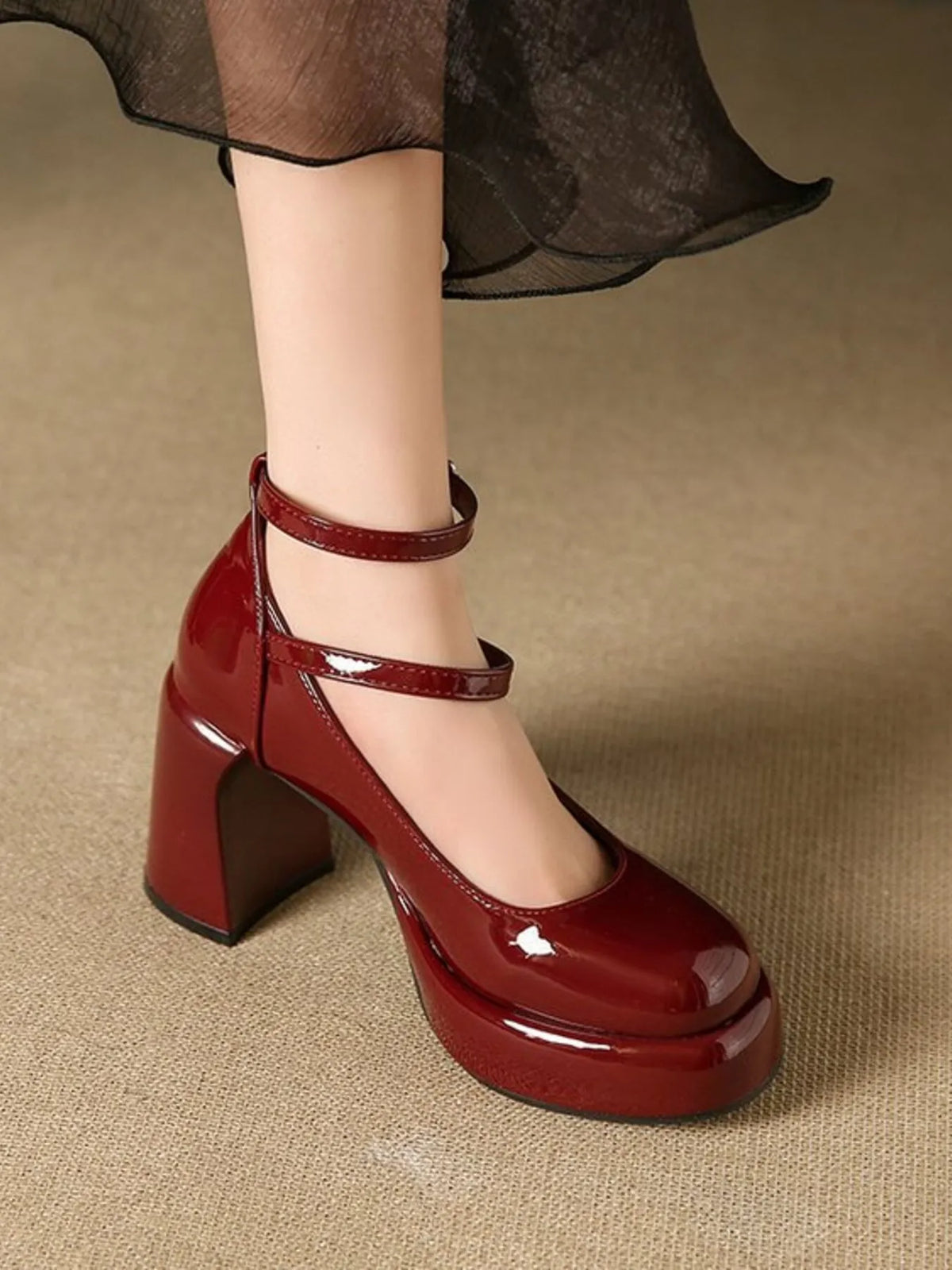 Patent Leather Mary Jane Platform Pumps - Lilixa.store