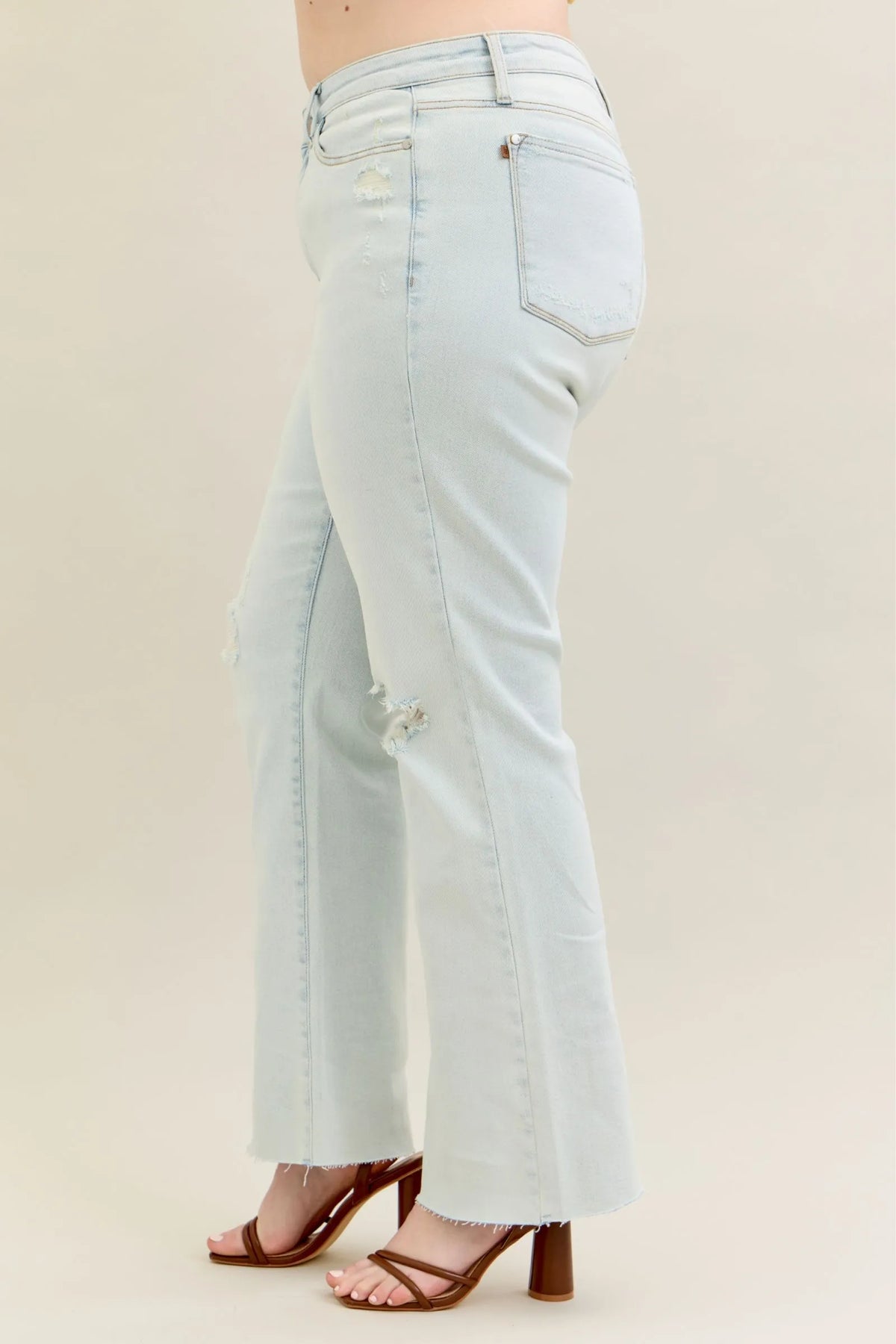 Judy Blue Full Size Destroy & Fray Hem Bootcut Jeans Plus Size - Lilixa.store