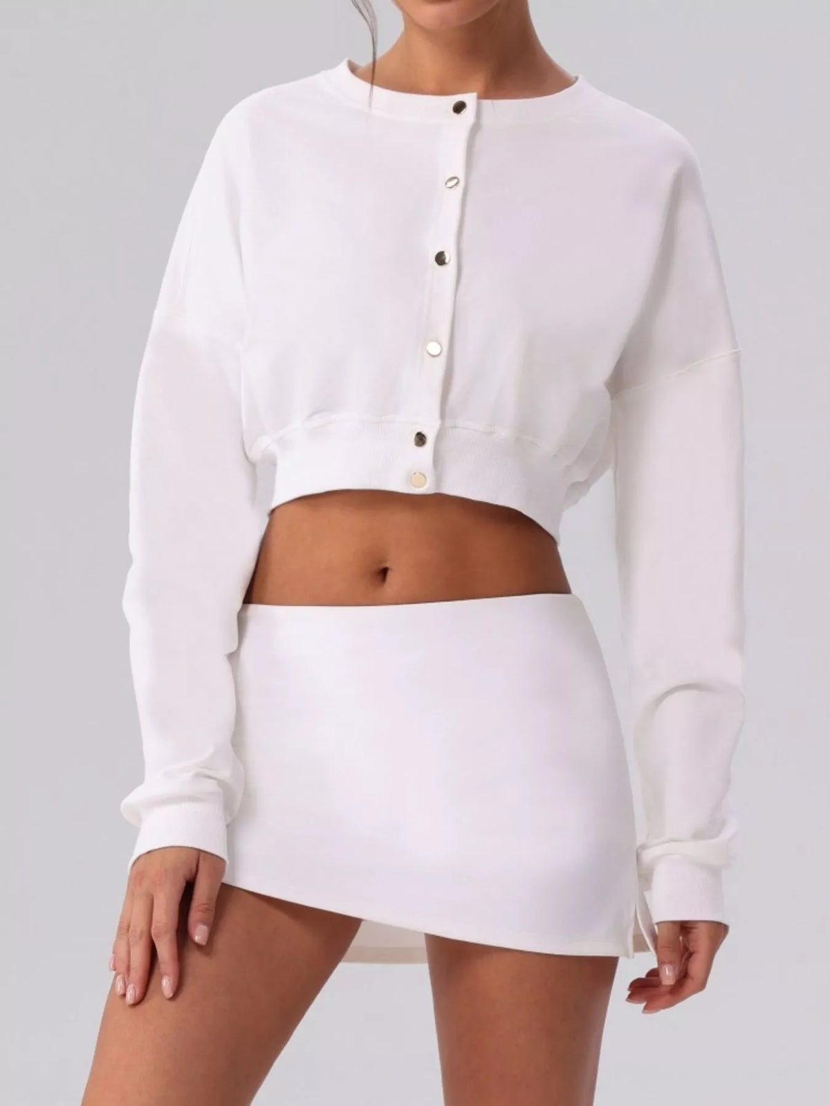 Cropped Button-Down Active Cardigan - Lilixa.store