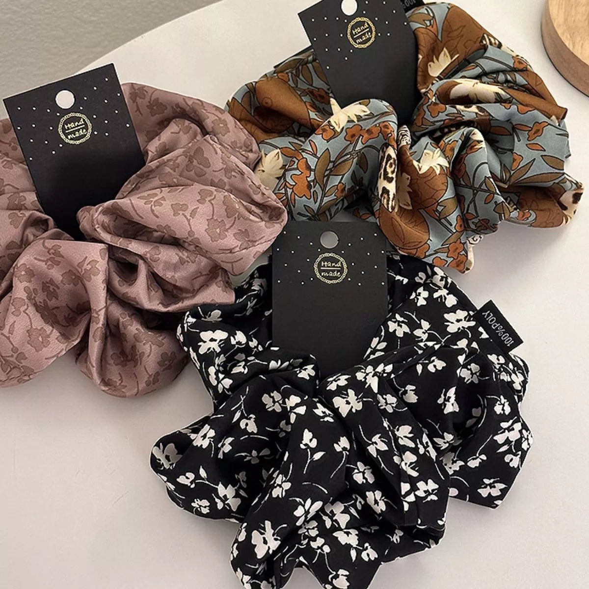 3-Piece Floral Print Hair Scrunchies Set - Lilixa.store
