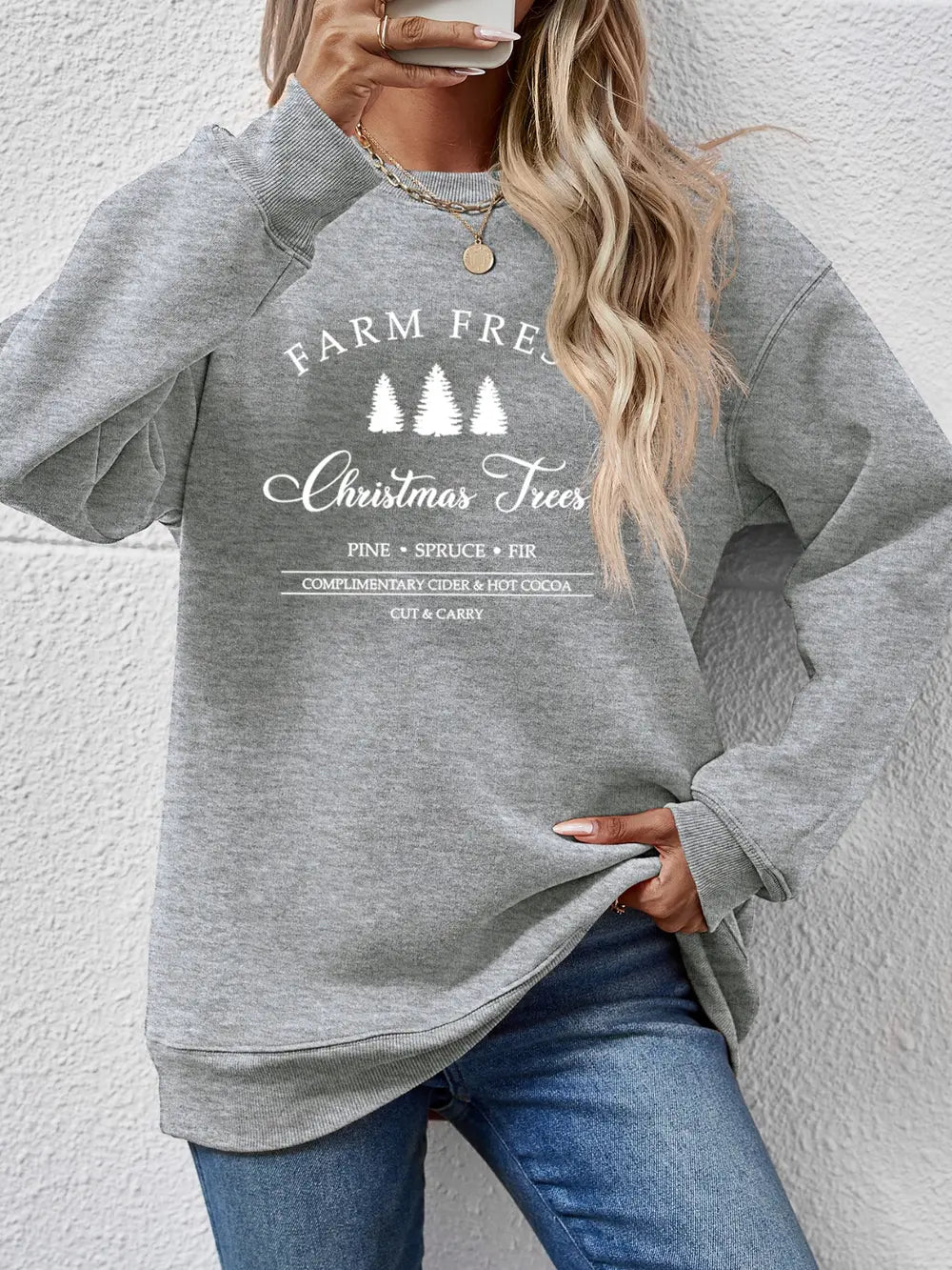 Graphic Round Neck Dropped Shoulder Sweatshirt - Lilixa.store