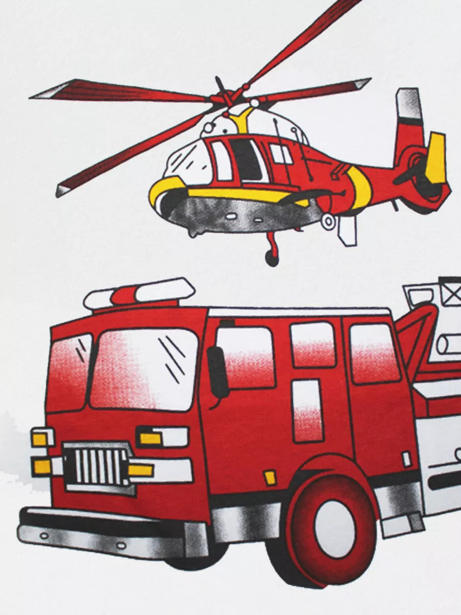 Children's Fire Truck and Helicopter Graphic T-Shirt - Lilixa.store