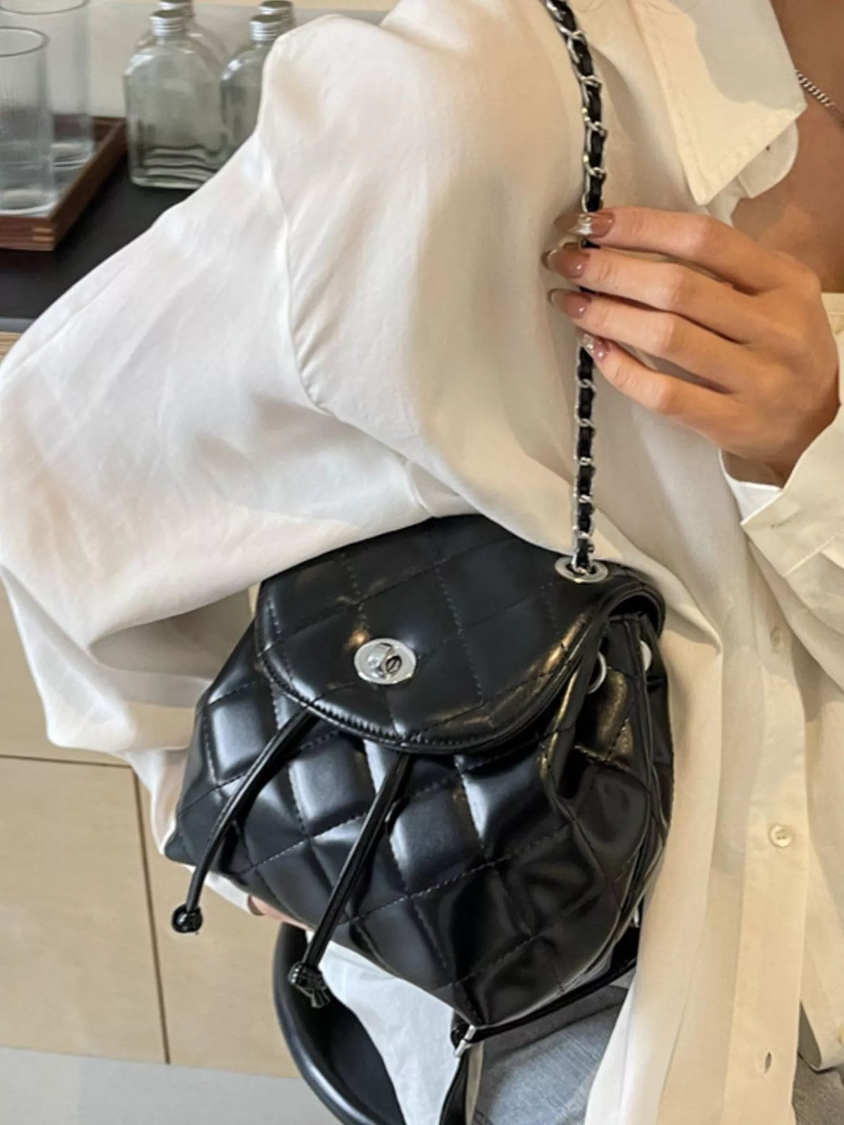 Quilted Chain Backpack Bag - Lilixa.store