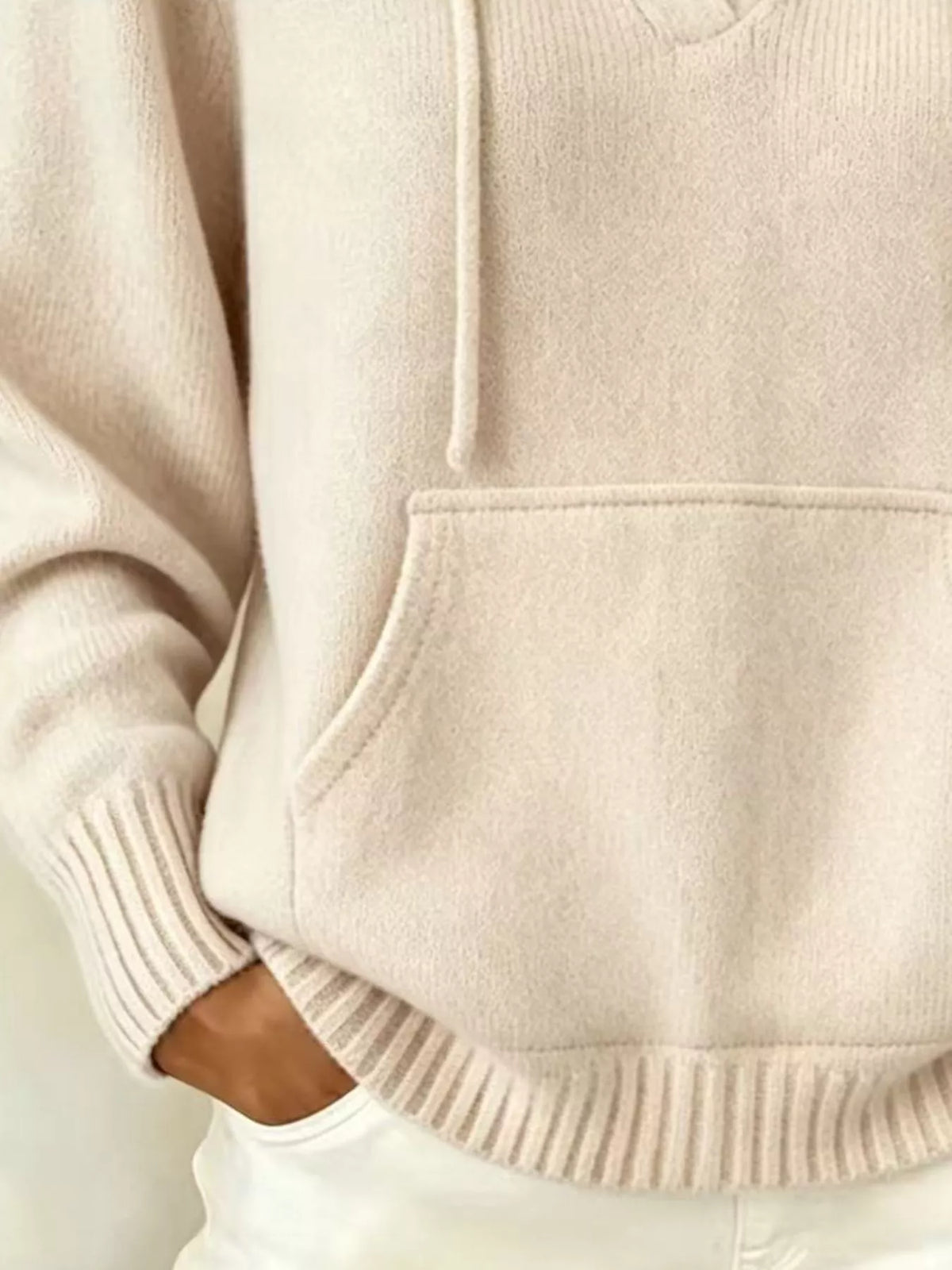 Drawstring Kangaroo Pocket Hooded Sweater, view 5