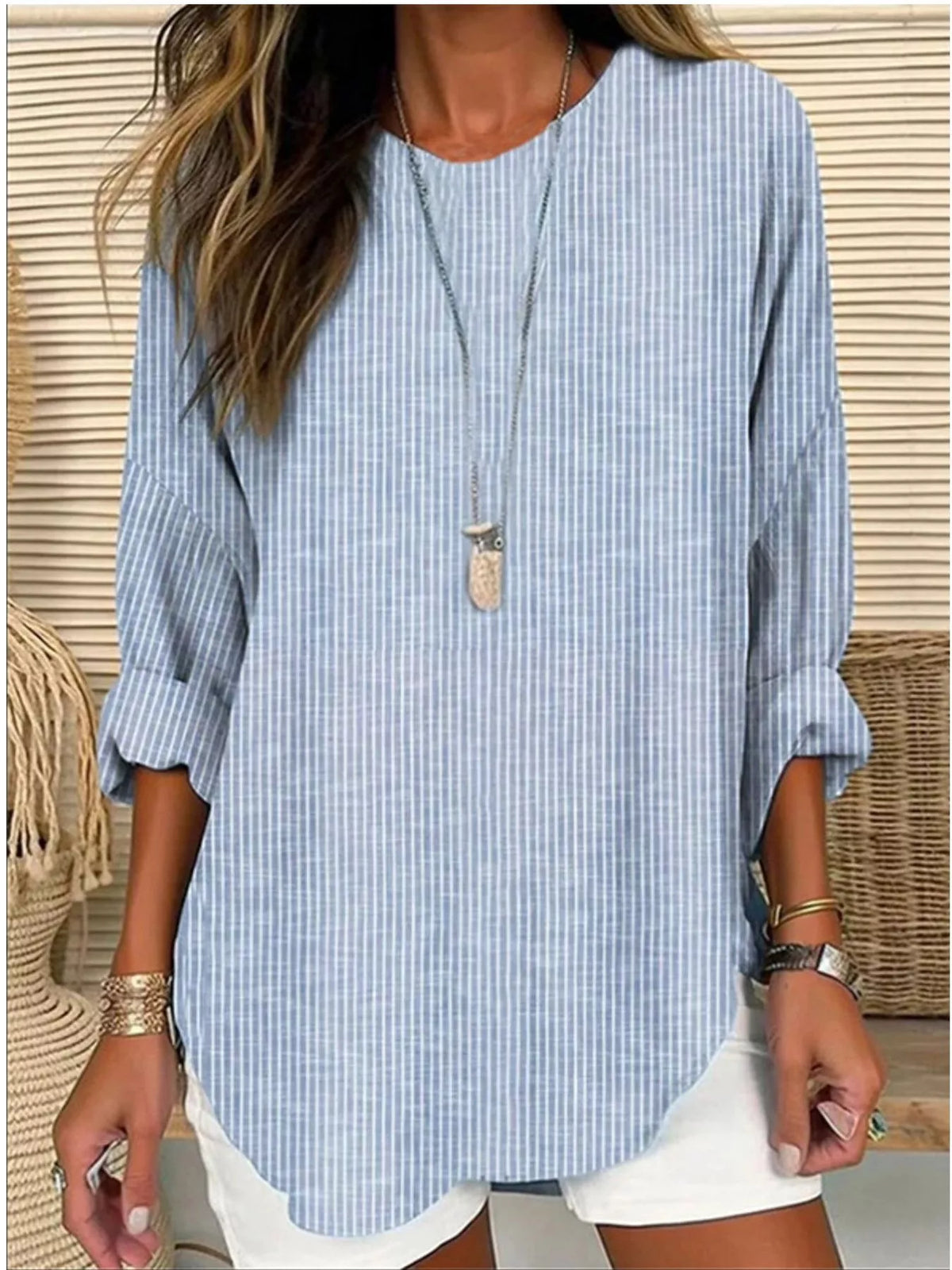Casual Striped Long Sleeve Blouse - Lilixa.store