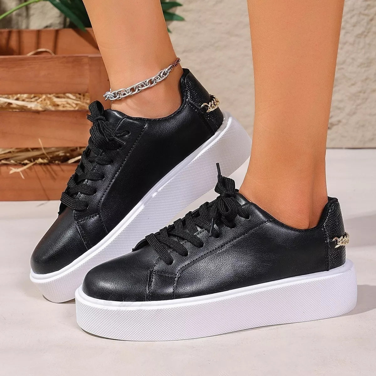Round Toe Platform Sneakers - Lilixa.store