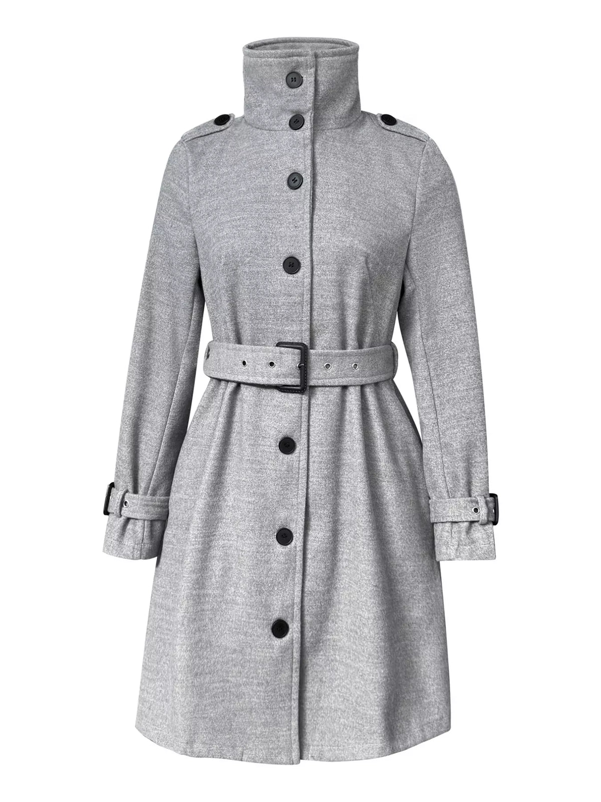 Button-Down Longline Coat with Belt - Lilixa.store