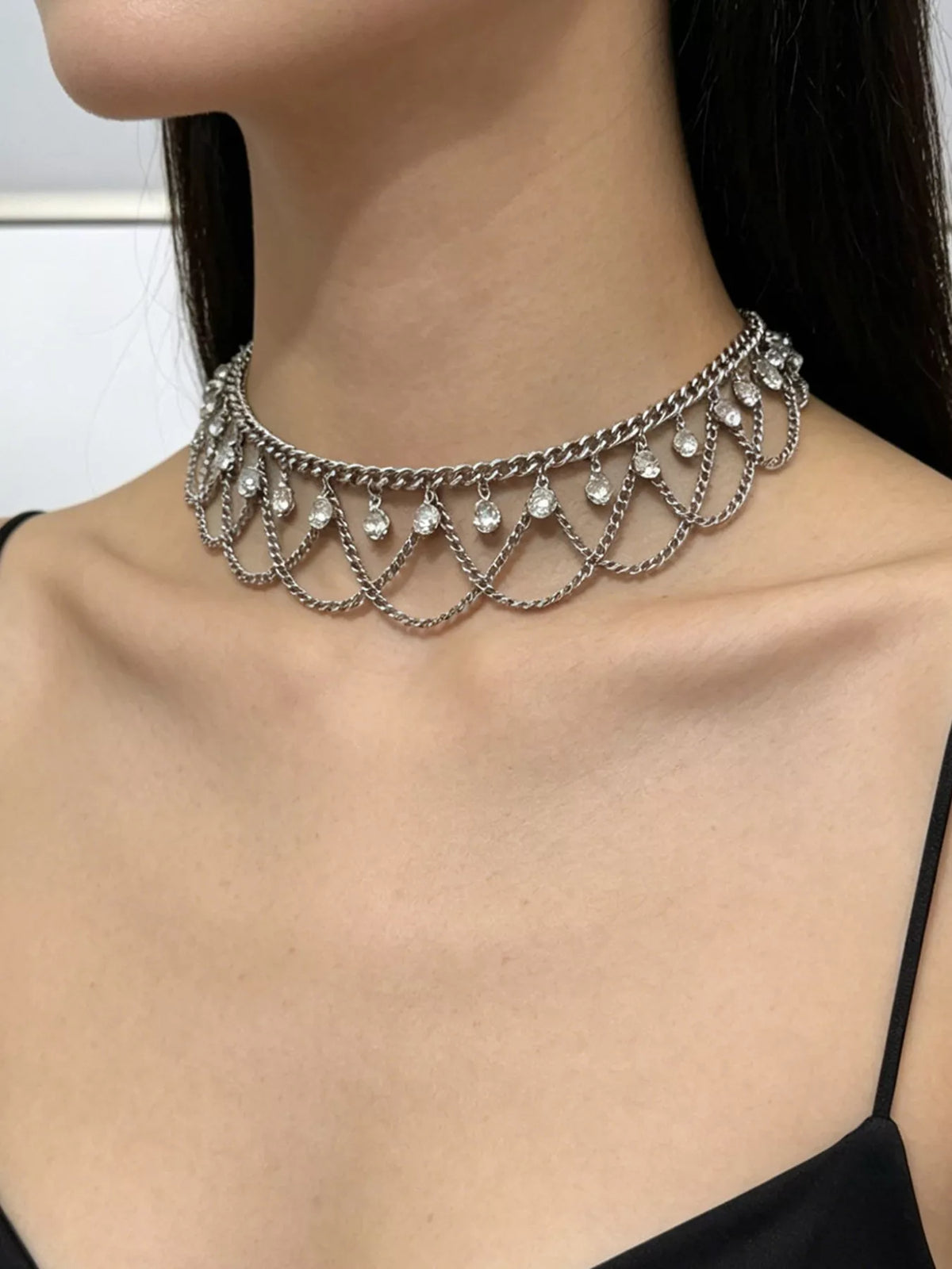 18K Gold-Plated Zircon Chain Necklace, view 6