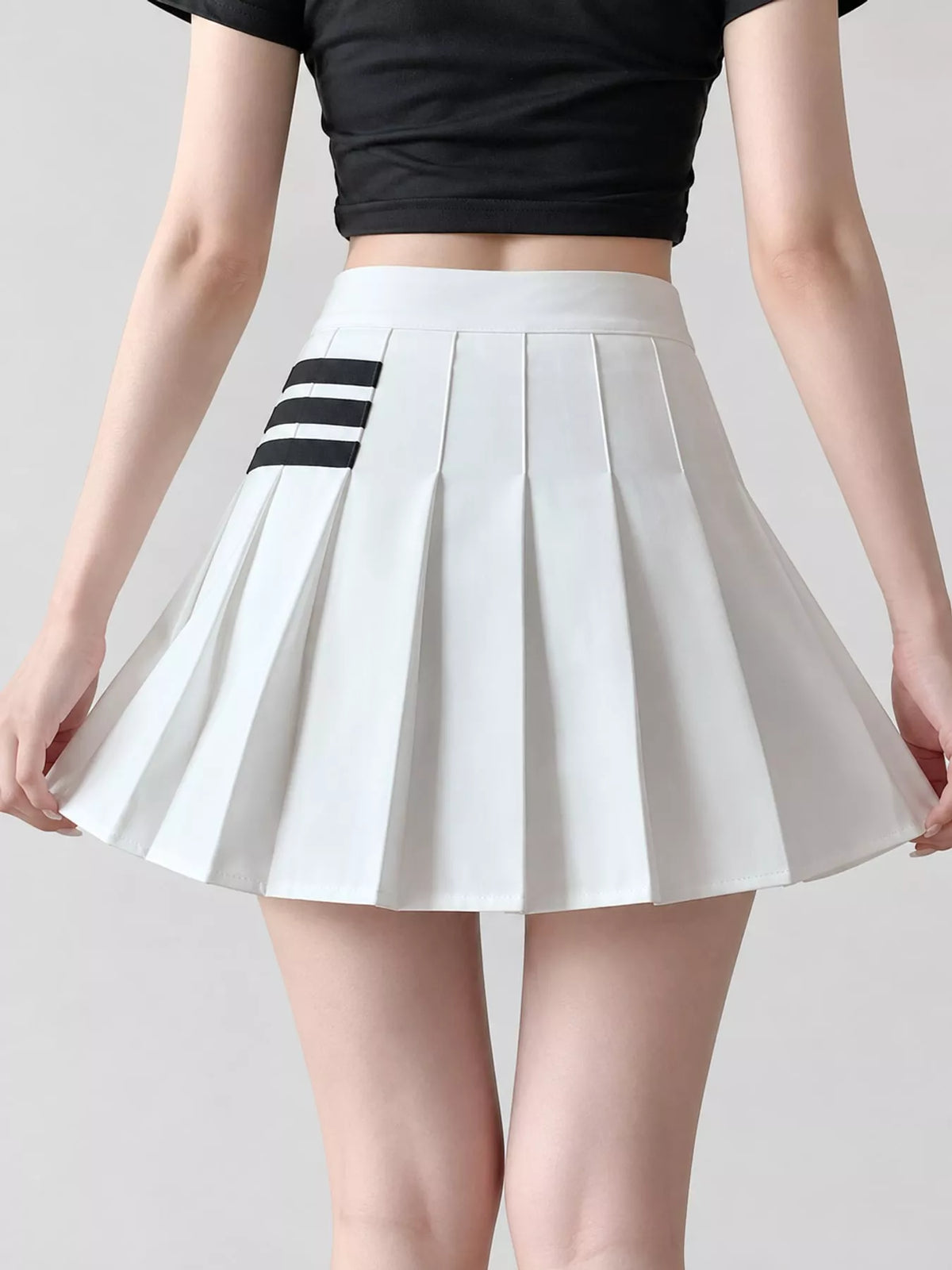 Contrast Stripe Pleated Mini Skirt, view 2