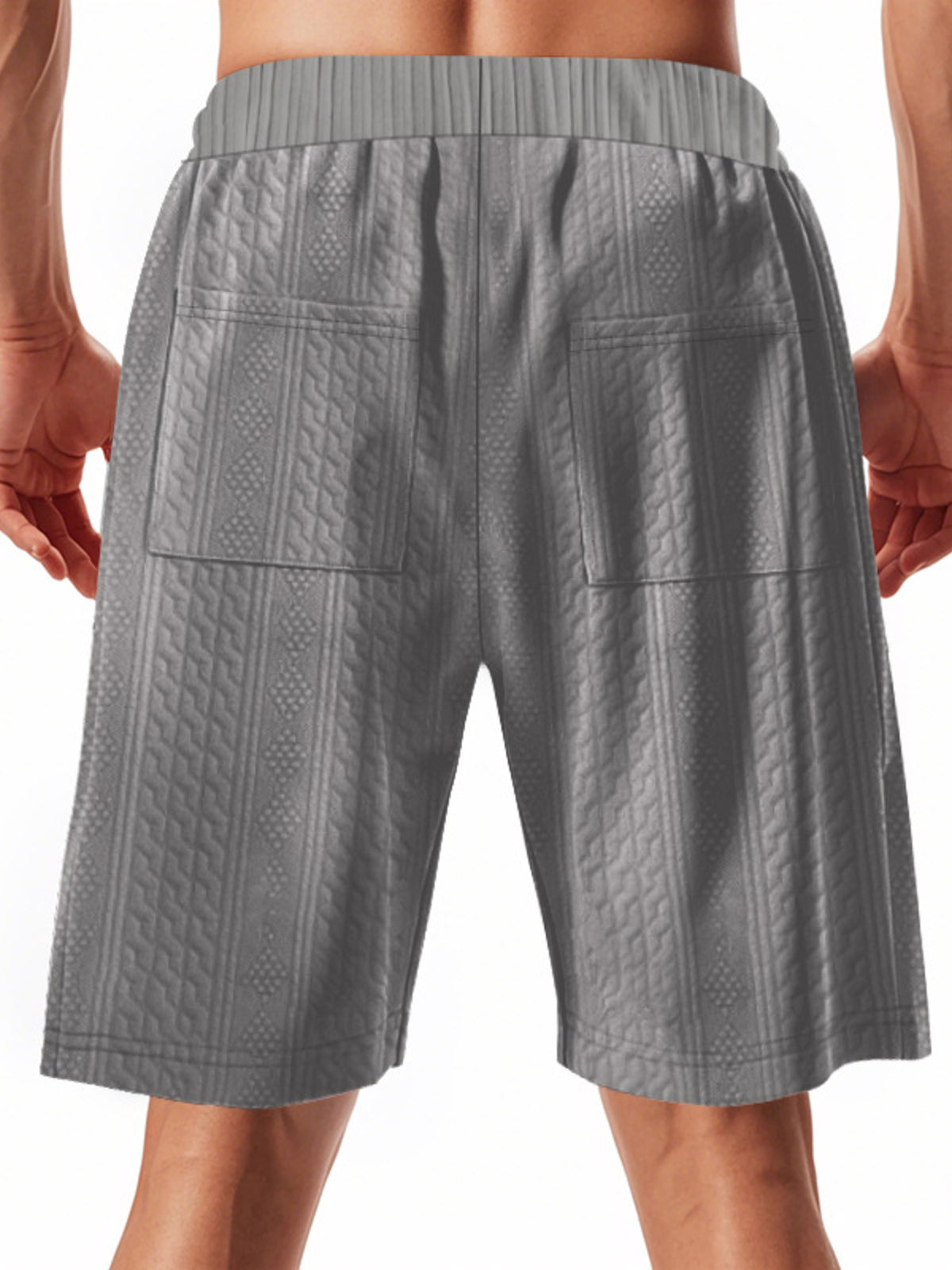 Men's Full Size Texture Drawstring Shorts Plus Size, view 2