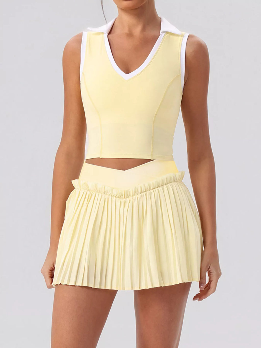 Sleeveless Top and Pleated Skirt Active Set - Lilixa.store