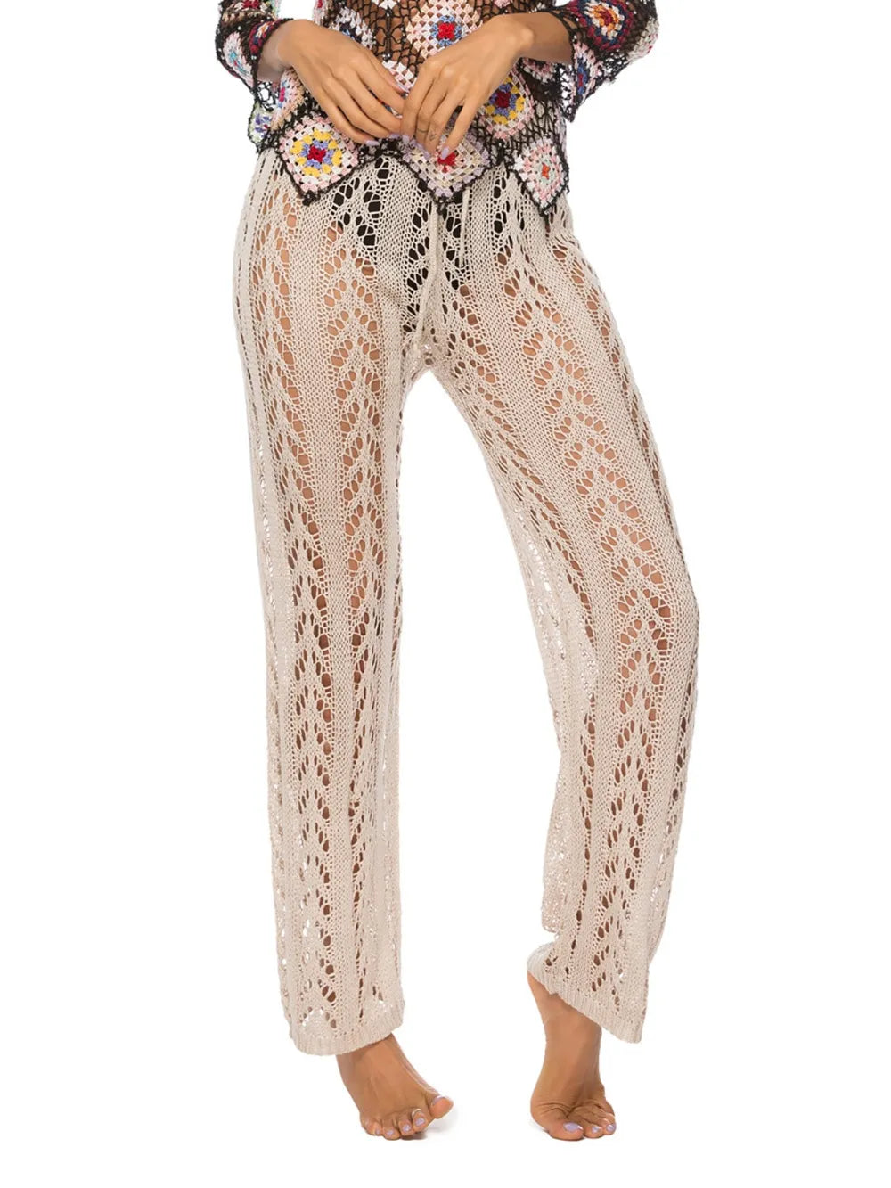 Cutout Drawstring High Waist Swim Pants - Lilixa.store