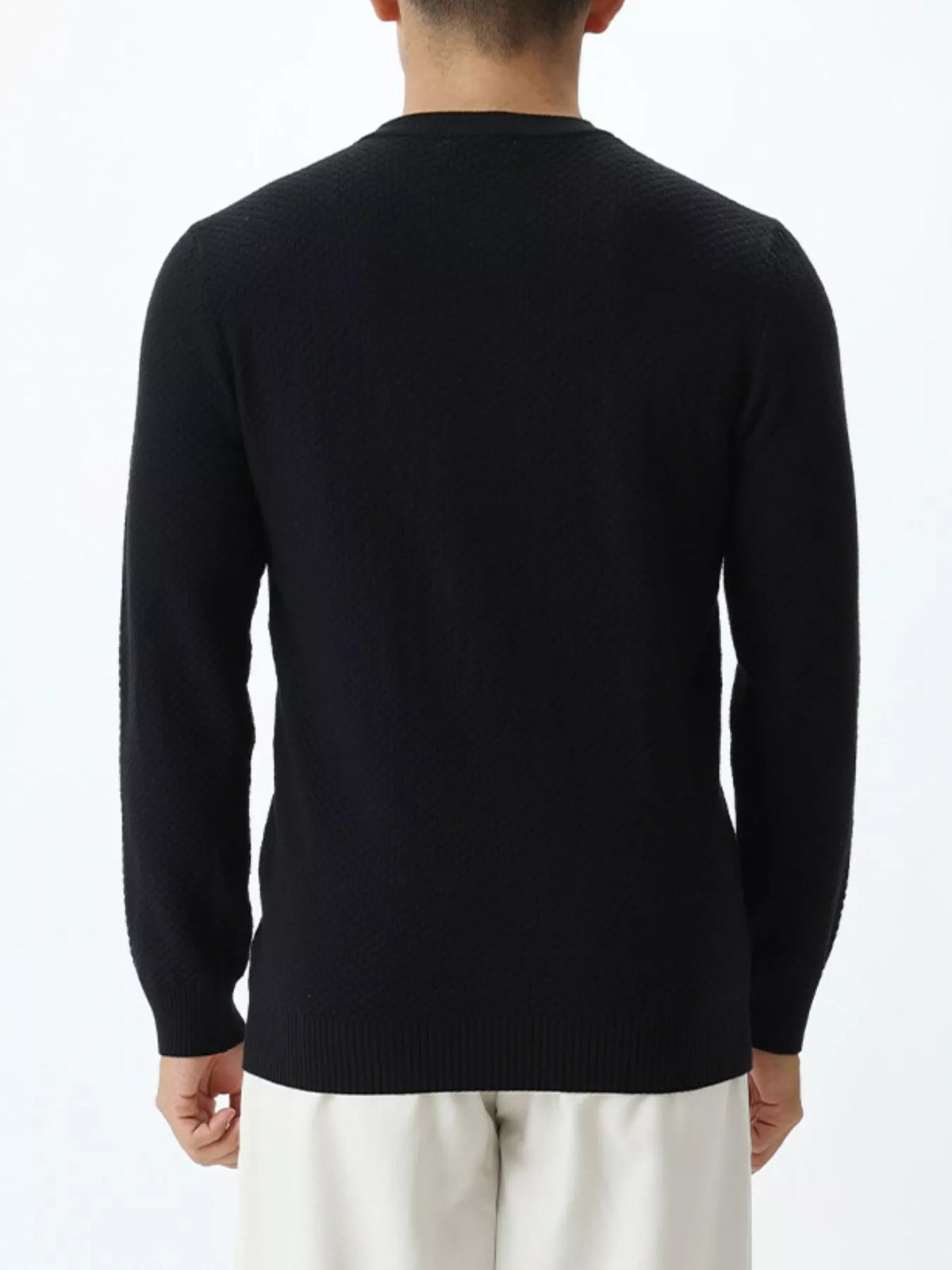 Men's Plus Size Textured Crew Neck Sweater