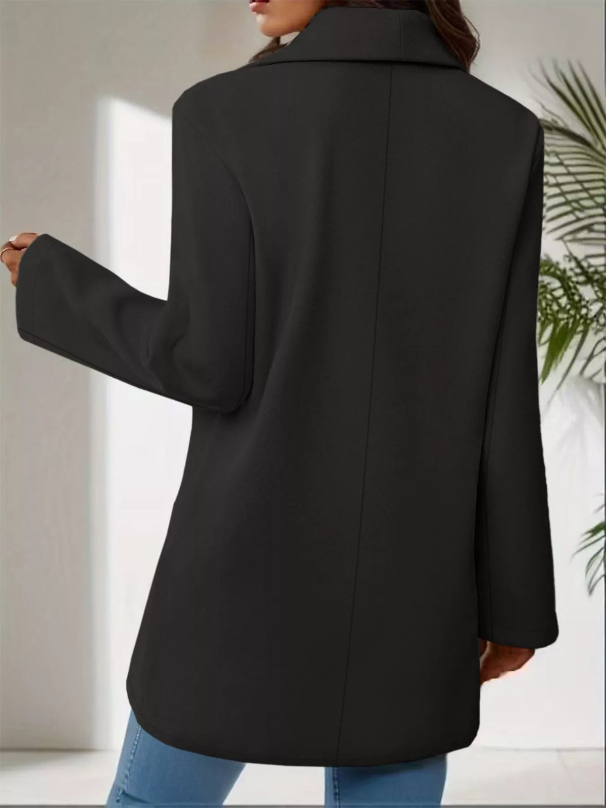 Lapel Collar Single-Button Wool Blend Overcoat