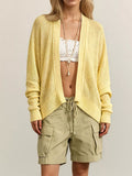 Open-Front Long Sleeve Knit Cardigan - Lilixa.store