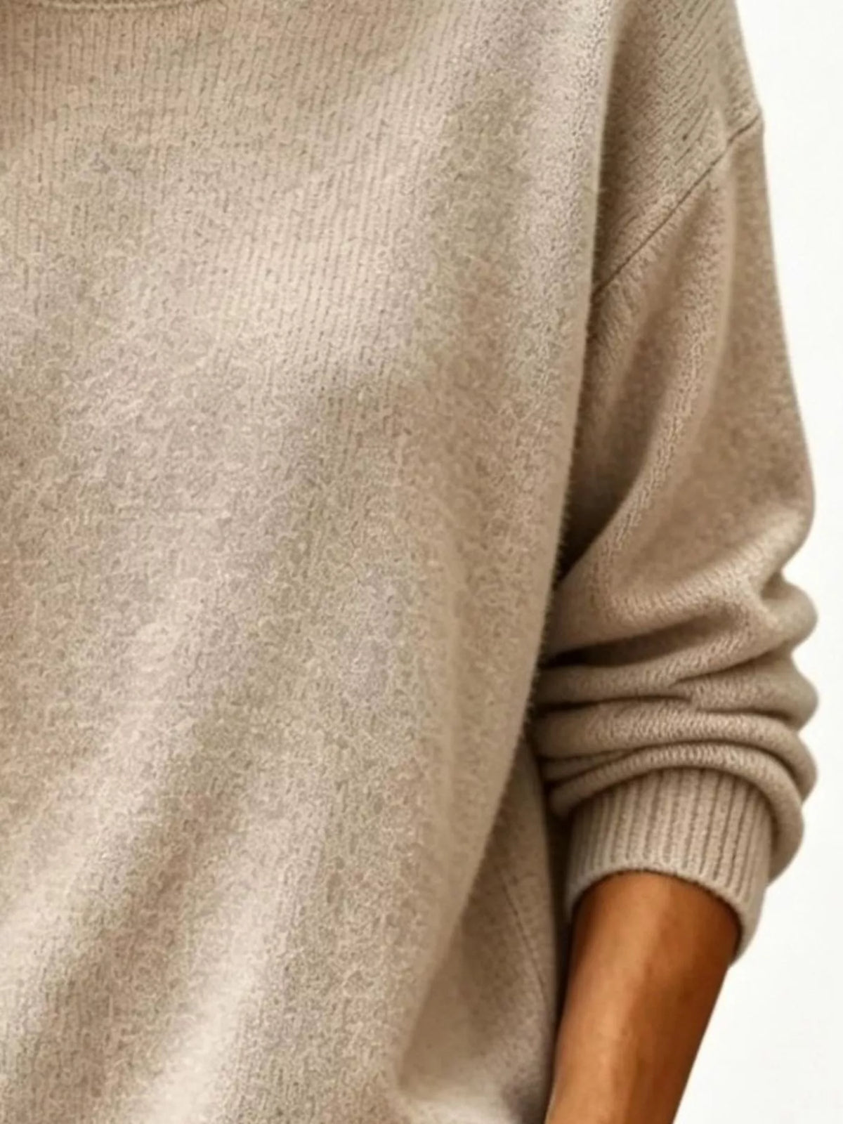 Full Size Round Neck Dropped Shoulder Sweater Plus Size - Lilixa.store
