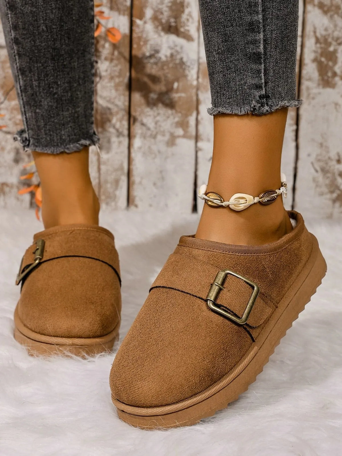 Cozy Buckle Suede Winter Slippers - Lilixa.store