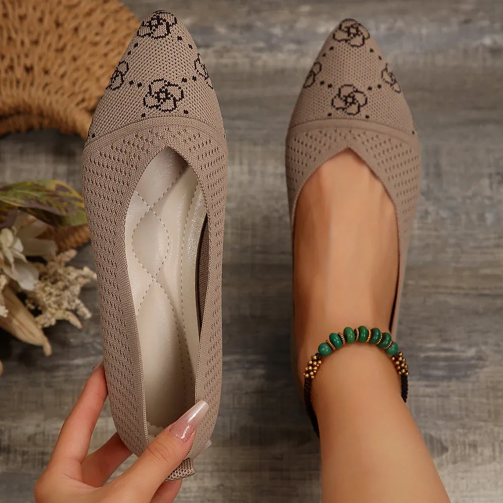 Point Toe Mesh Flat Slip-Ons, view 3