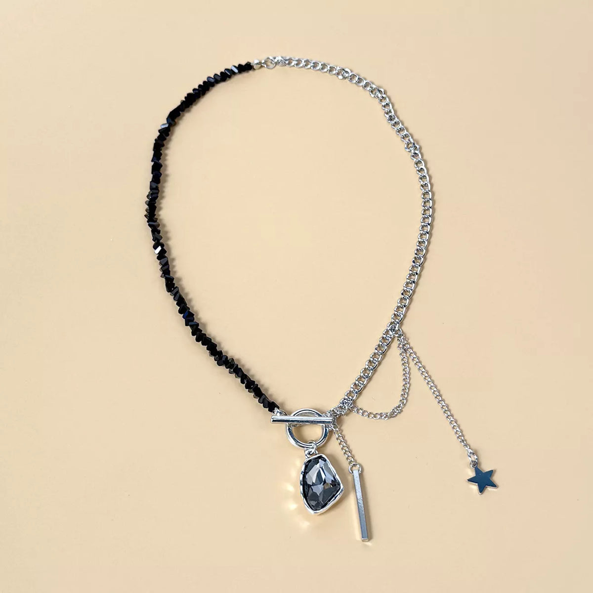Gothic Punk Star Charm Toggle Necklace - Lilixa.store