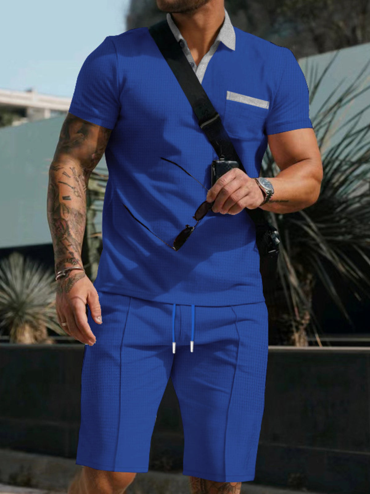 Men's Full Size Casual Short Sleeve Polo & Shorts Set Plus Size - Lilixa.store