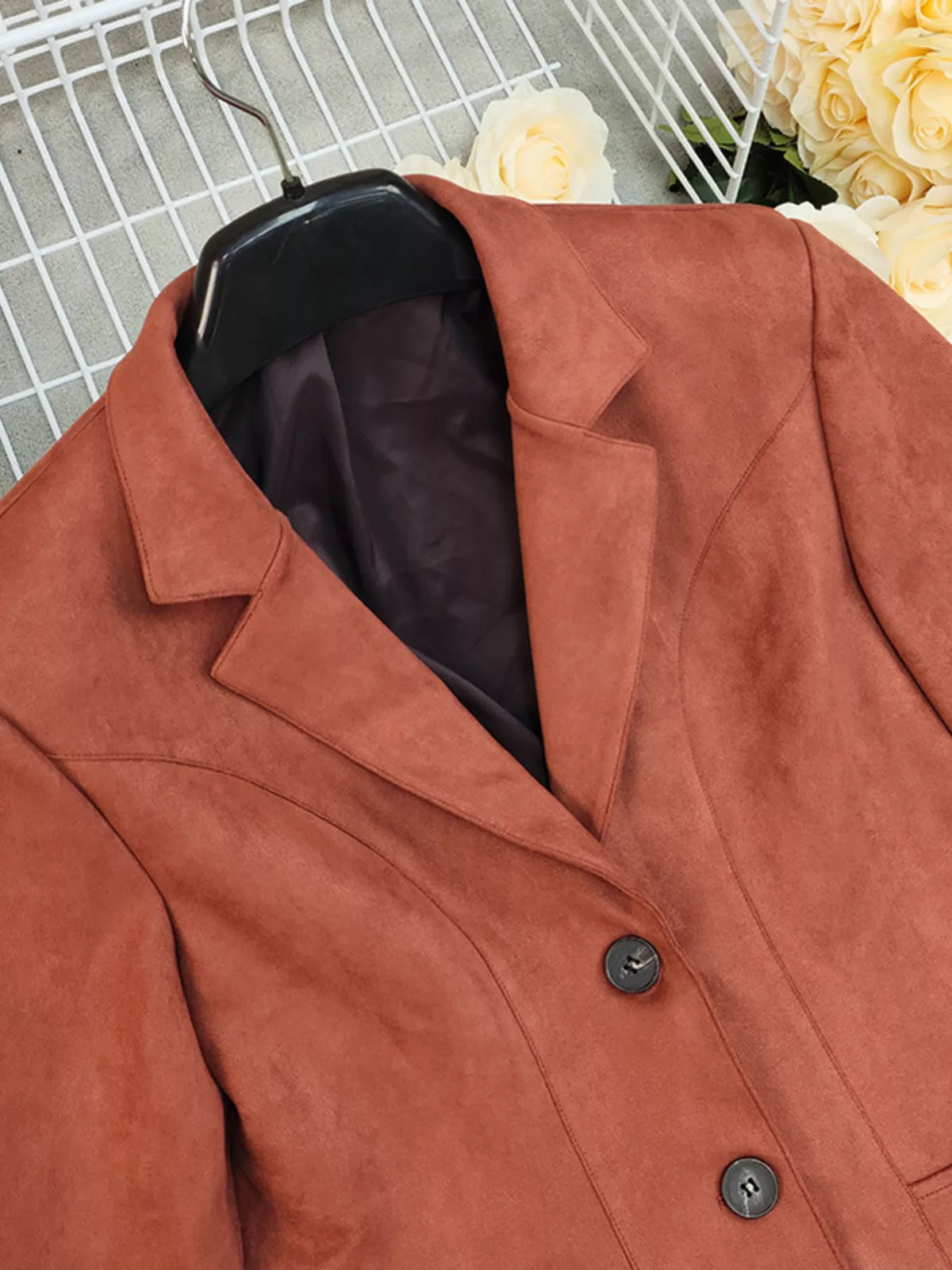 Button Up Lapel Collar Blazer - Lilixa.store