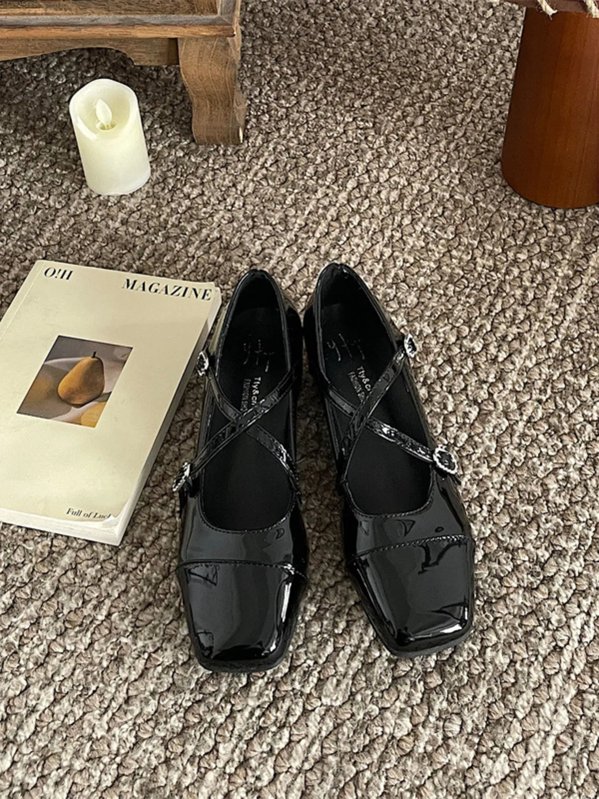 Crisscross Buckle Square Toe Mary Jane Loafers, view 2
