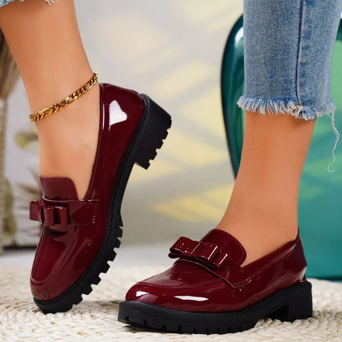 Round Toe Bow Loafers, view 8