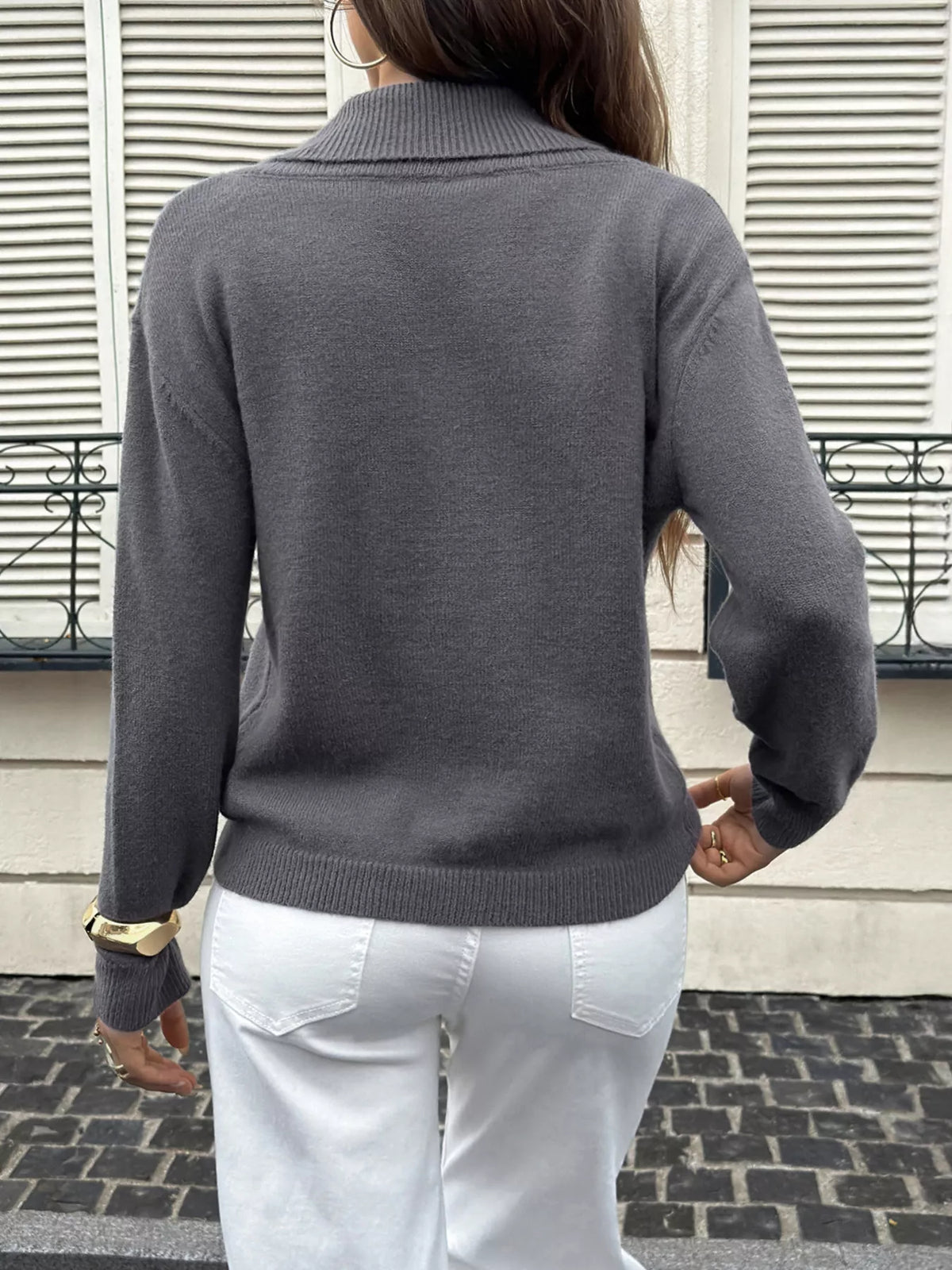 Double-Breasted Shawl Collar Sweater - Lilixa.store