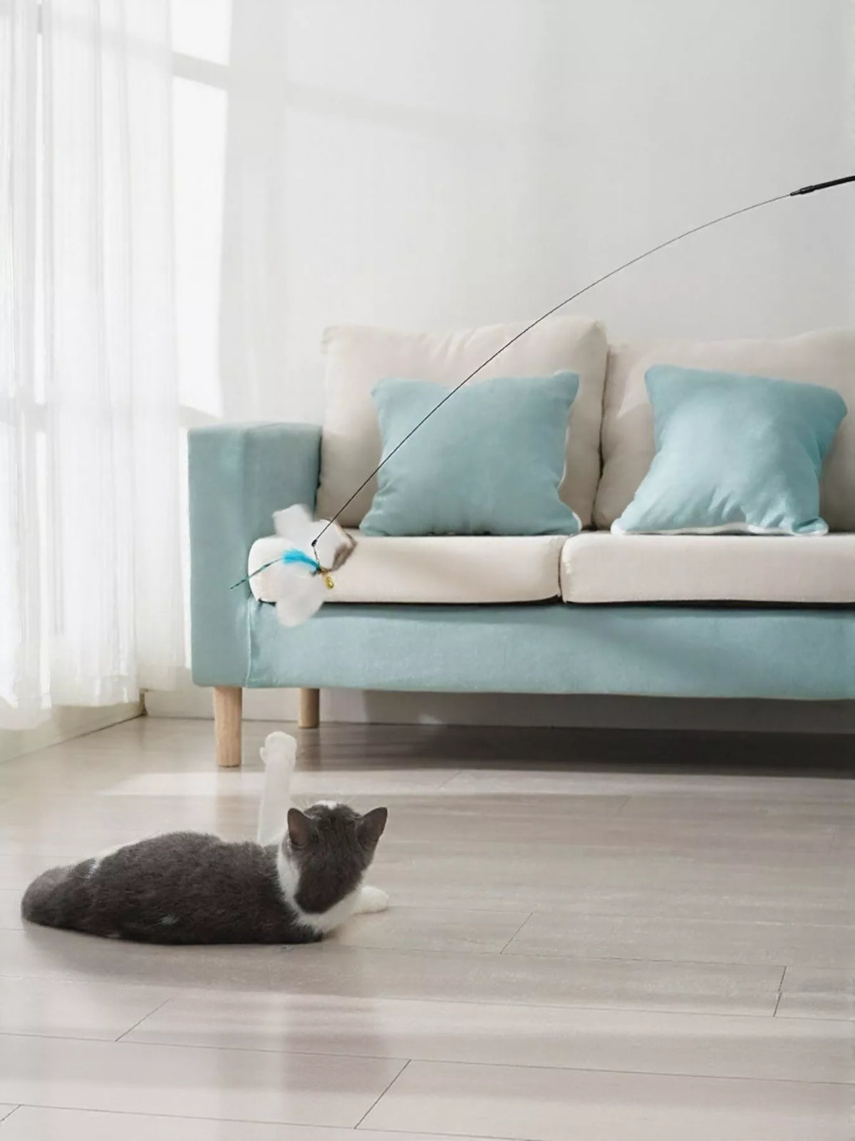 Interactive Feather Teaser Cat Wand Toy - Lilixa.store