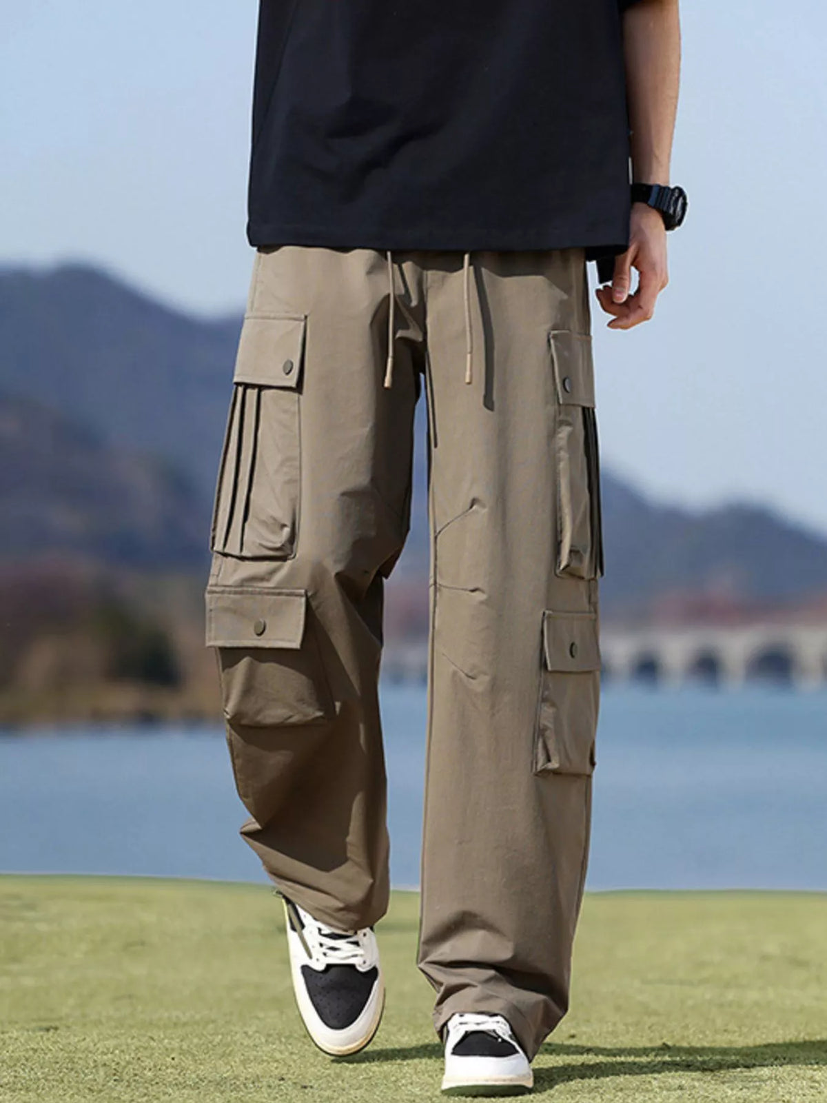 Men's Plus Size Loose Fit Multi-Pocket Cargo Pants, view 8